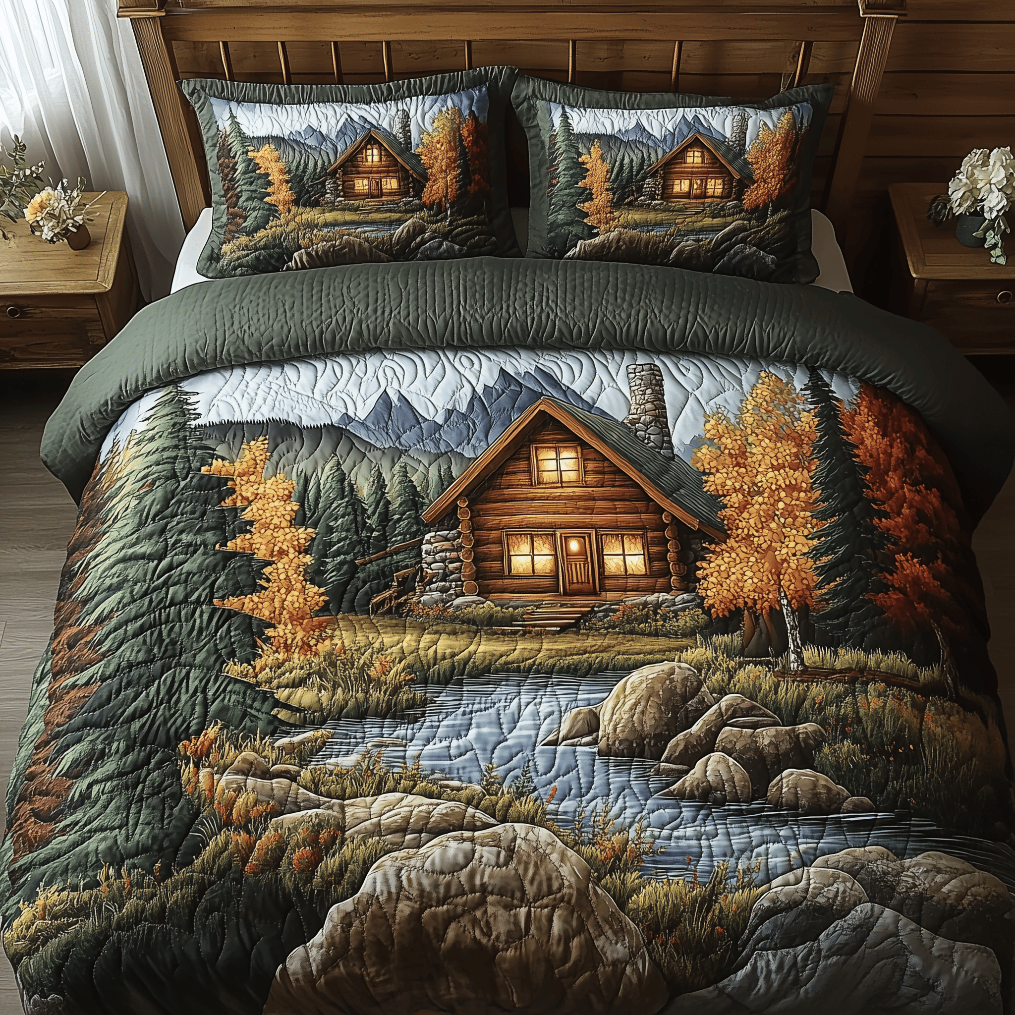 Tranquil Timberland Home Quilted Bedding Set Awesome Duvet Cover Bedspread Set Unique Gifts For Mom