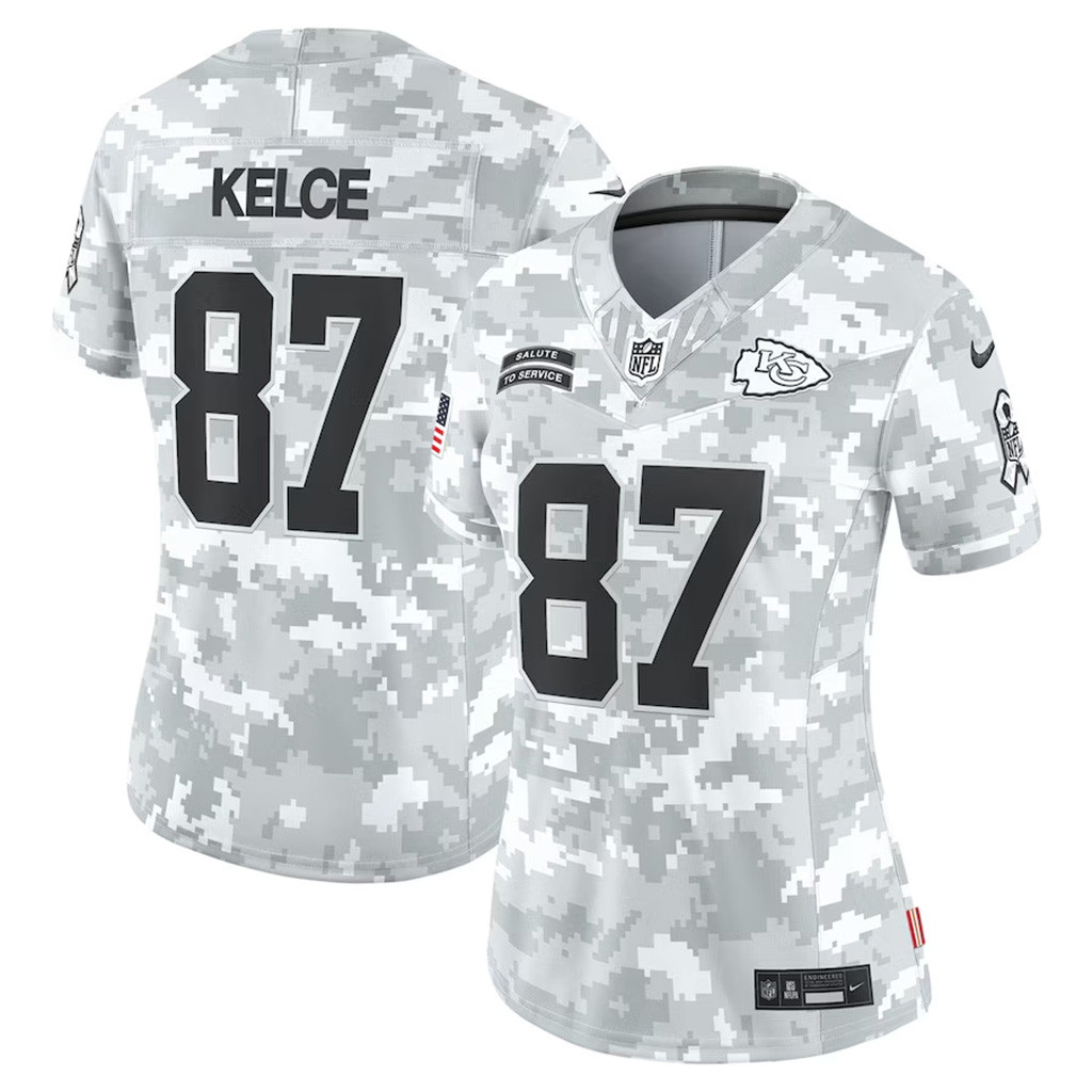 Travis Kelce Arctic Camo Kansas City Chiefs Salute To Service Jersey Kansas City Chiefs Merch