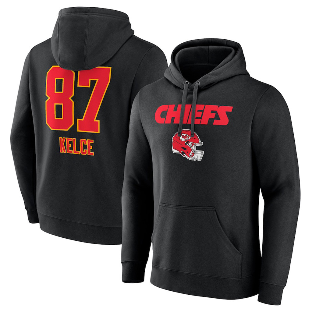 Travis Kelce Black Kansas City Chiefs Team Wordmark Player Hoodie Chiefs Merch Gift For Fans