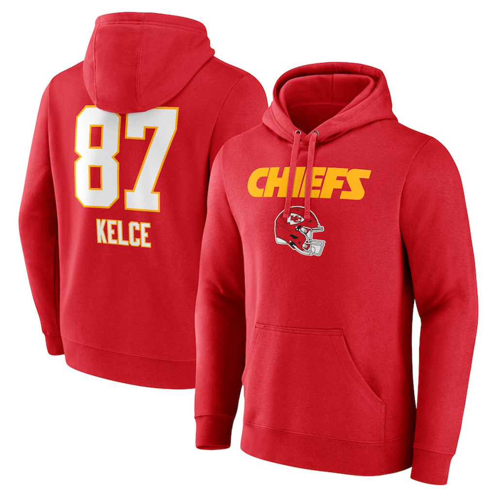 Travis Kelce Red Kansas City Chiefs Team Wordmark Player Hoodie Chiefs Merch Him Gifts