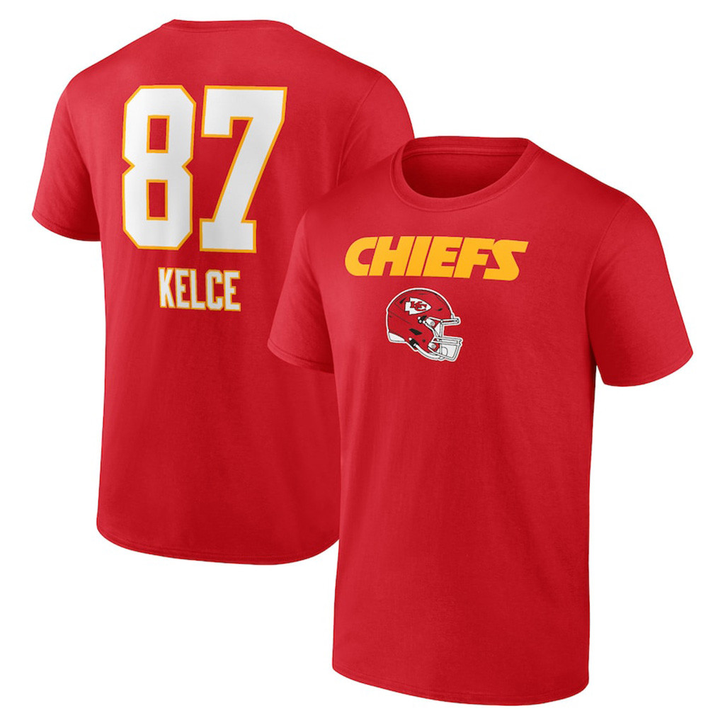 Travis Kelce Red Kansas City Chiefs Team Wordmark Player T-Shirt Chiefs Merch Him Gifts