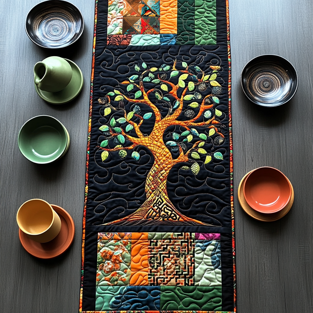 Tree Of Life Harmony Quilted Table Runner Dining Table Runner Home Decorations Gifts For Men Women
