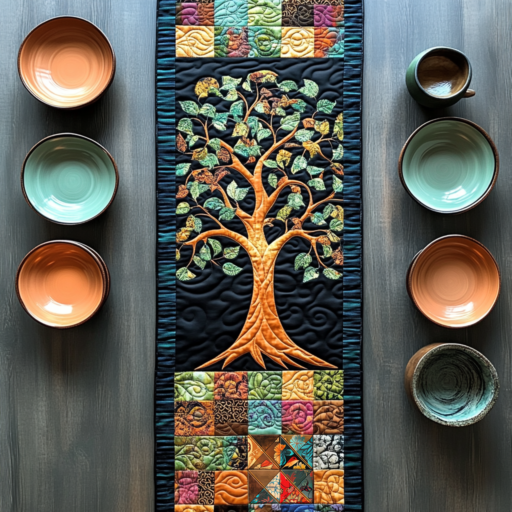 Tree Of Life Journey Quilted Table Runner Dining Home Decorations Xmas Gifts For Women