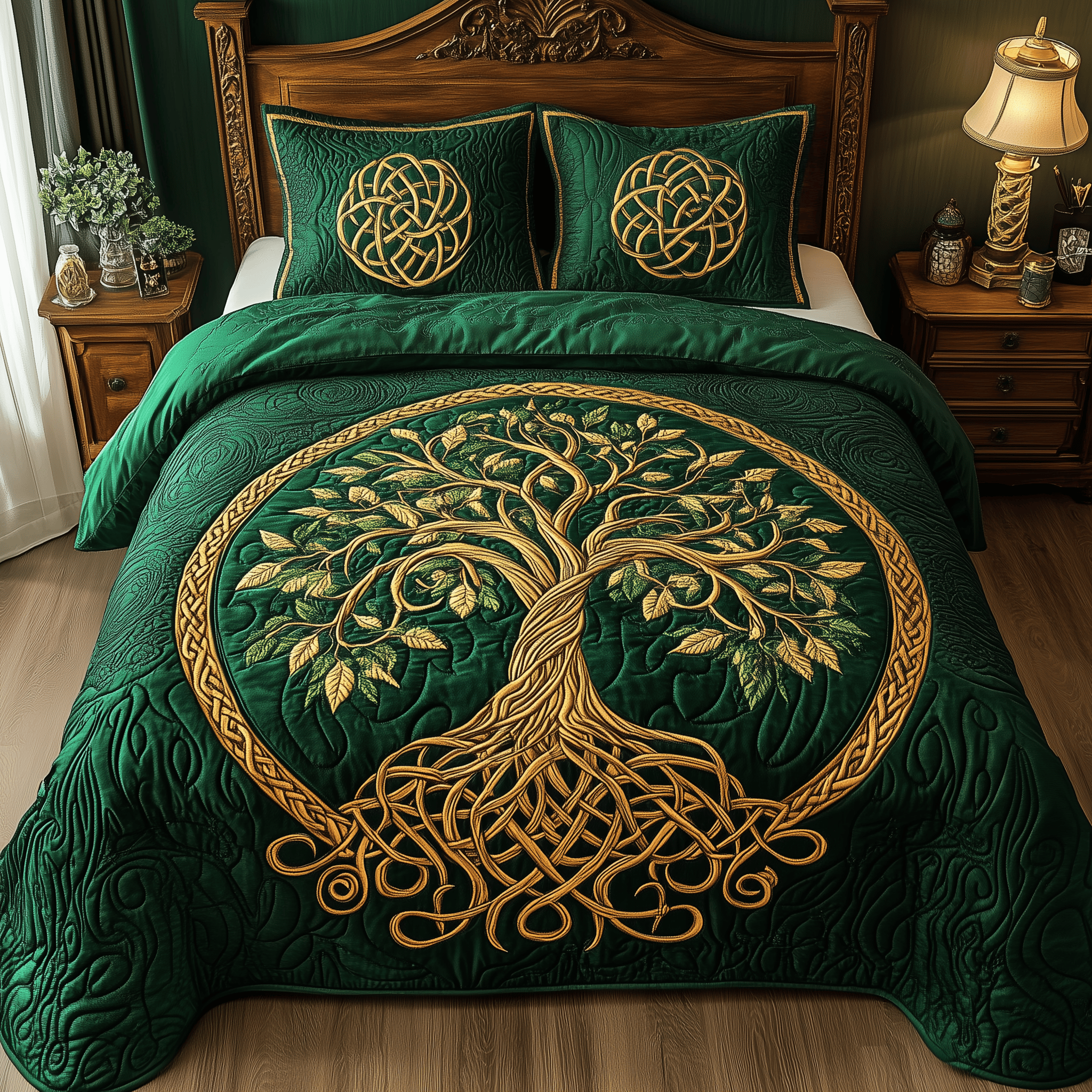 Tree Of Life Quilted Bedding Set Duvet Cover Bedspread Set Themed Irish Gift Shop