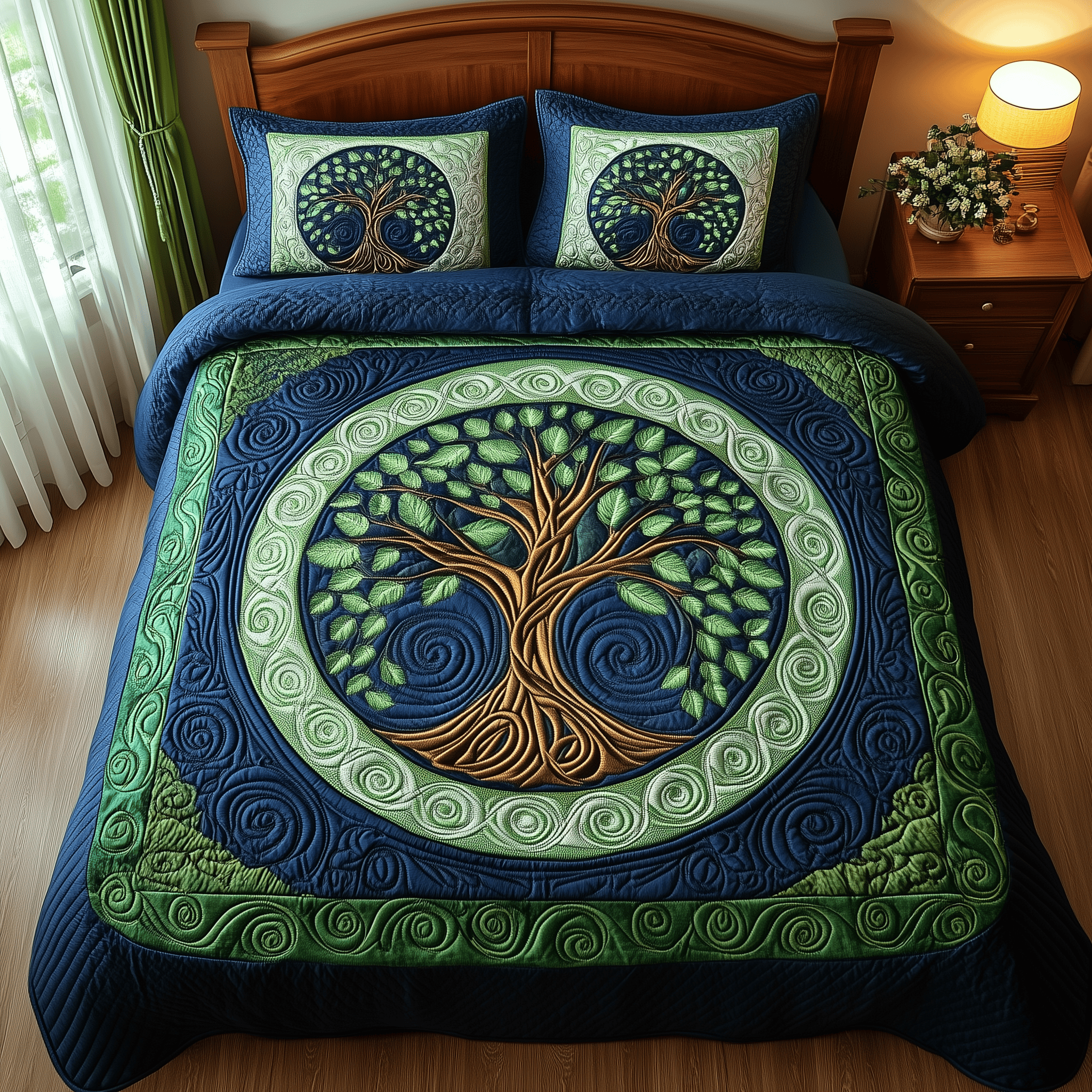 Tree Of Life Quilted Bedding Set Happy St Patrick's Day Duvet Cover Best Gifts For Wife Ireland