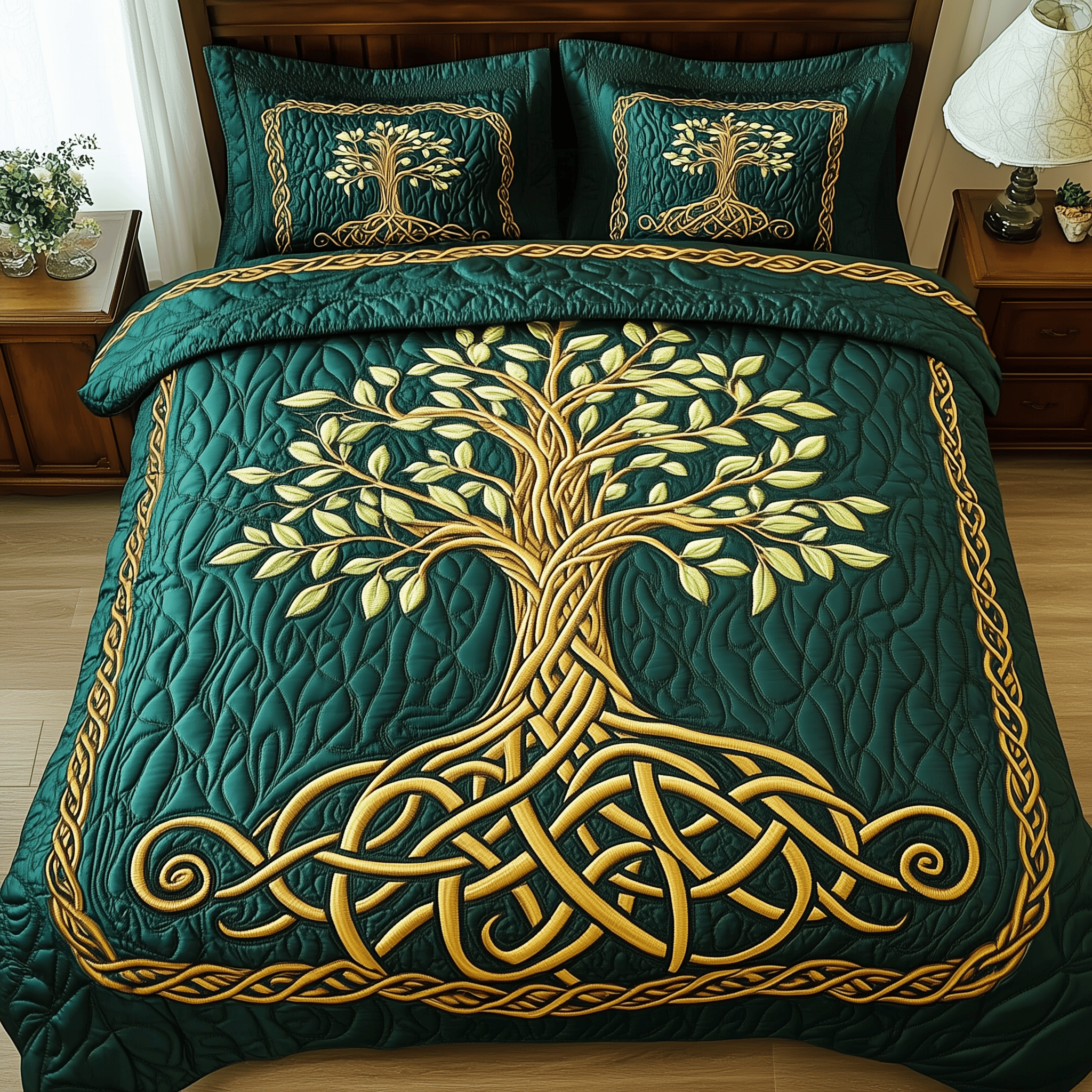 Tree Of Life Quilted Bedding Set Happy St Patrick's Day Duvet Cover Irish Gifts For Her