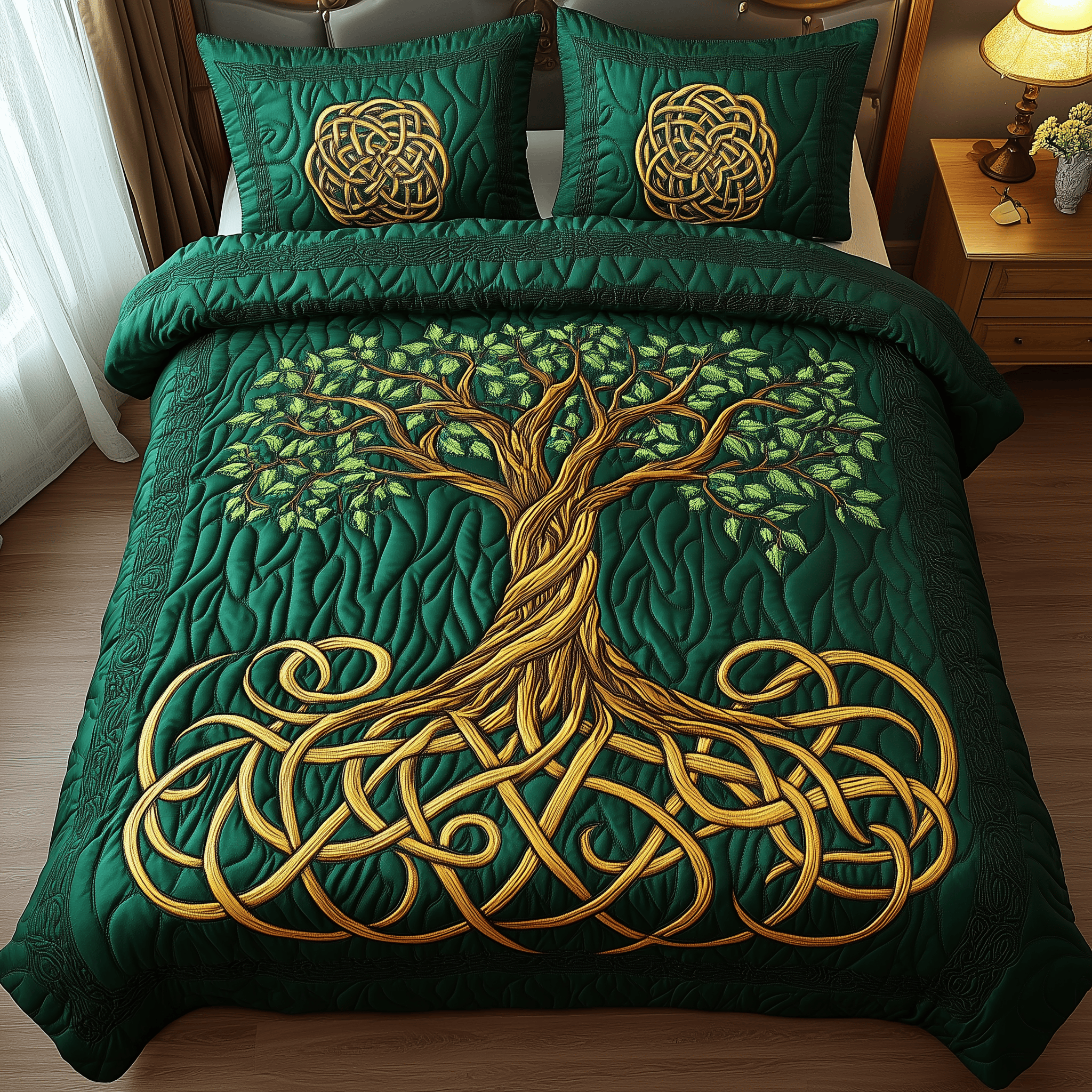 Tree Of Life Quilted Bedding Set Happy St Patrick's Day Duvet Cover Irish Gifts For Him