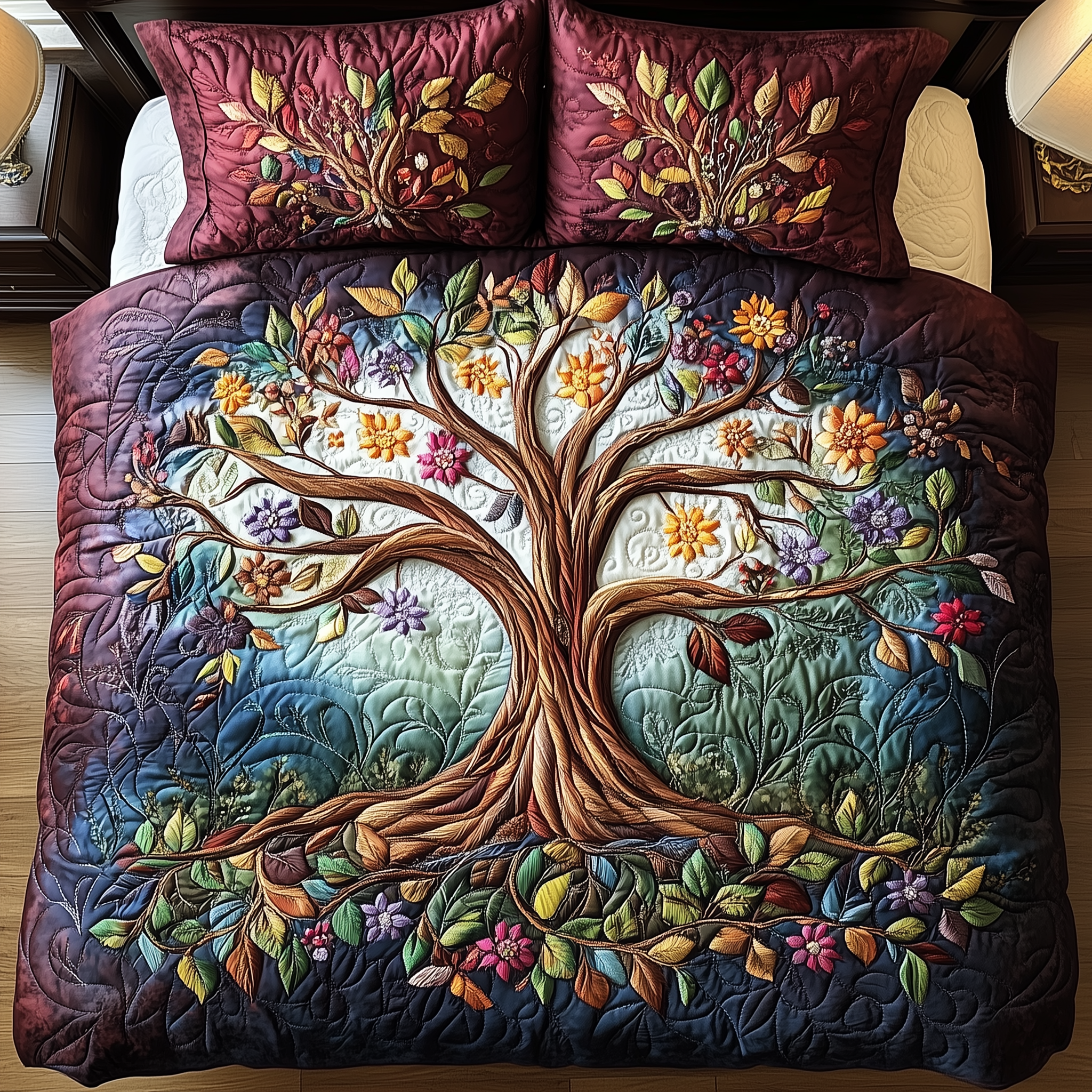 Tree Of Life Quilted Bedding Set  Stay warm this winter Best Christmas Gifts For Men