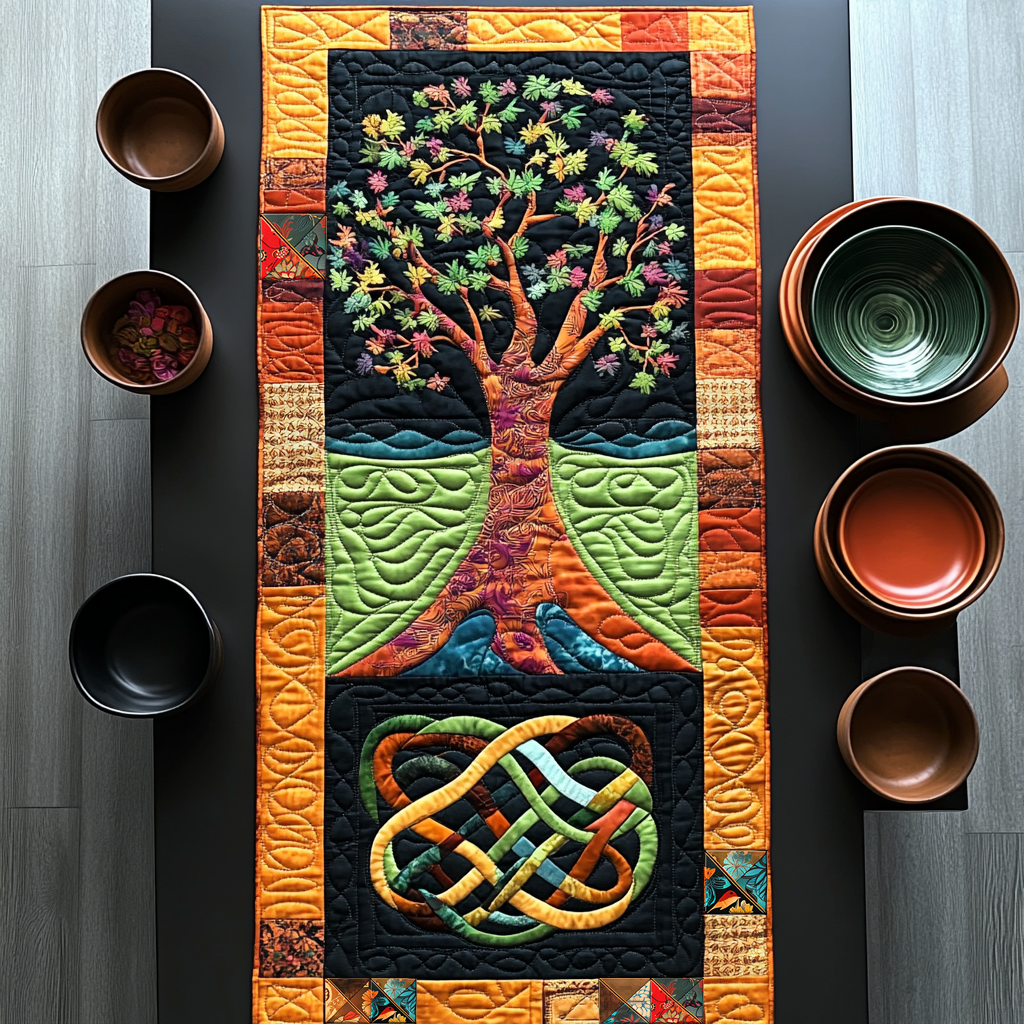 Tree Of Life Serenity Quilted Table Runner Dining Home Decorations Xmas Gifts For Women