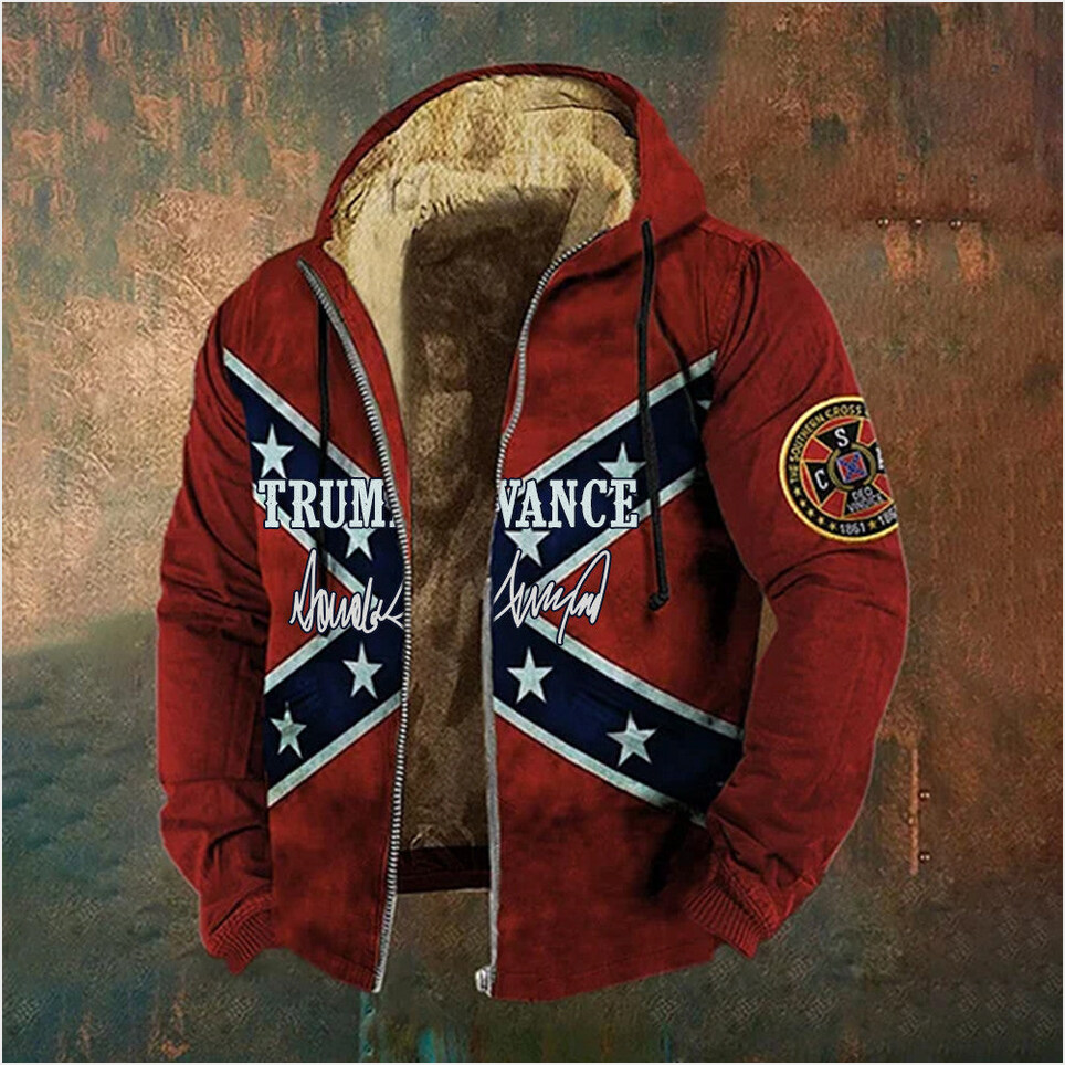 Trump Vance Zip Hoodie MAGA Old Dixie Merch Vintage Southern Cross Apparel Gifts For Dad