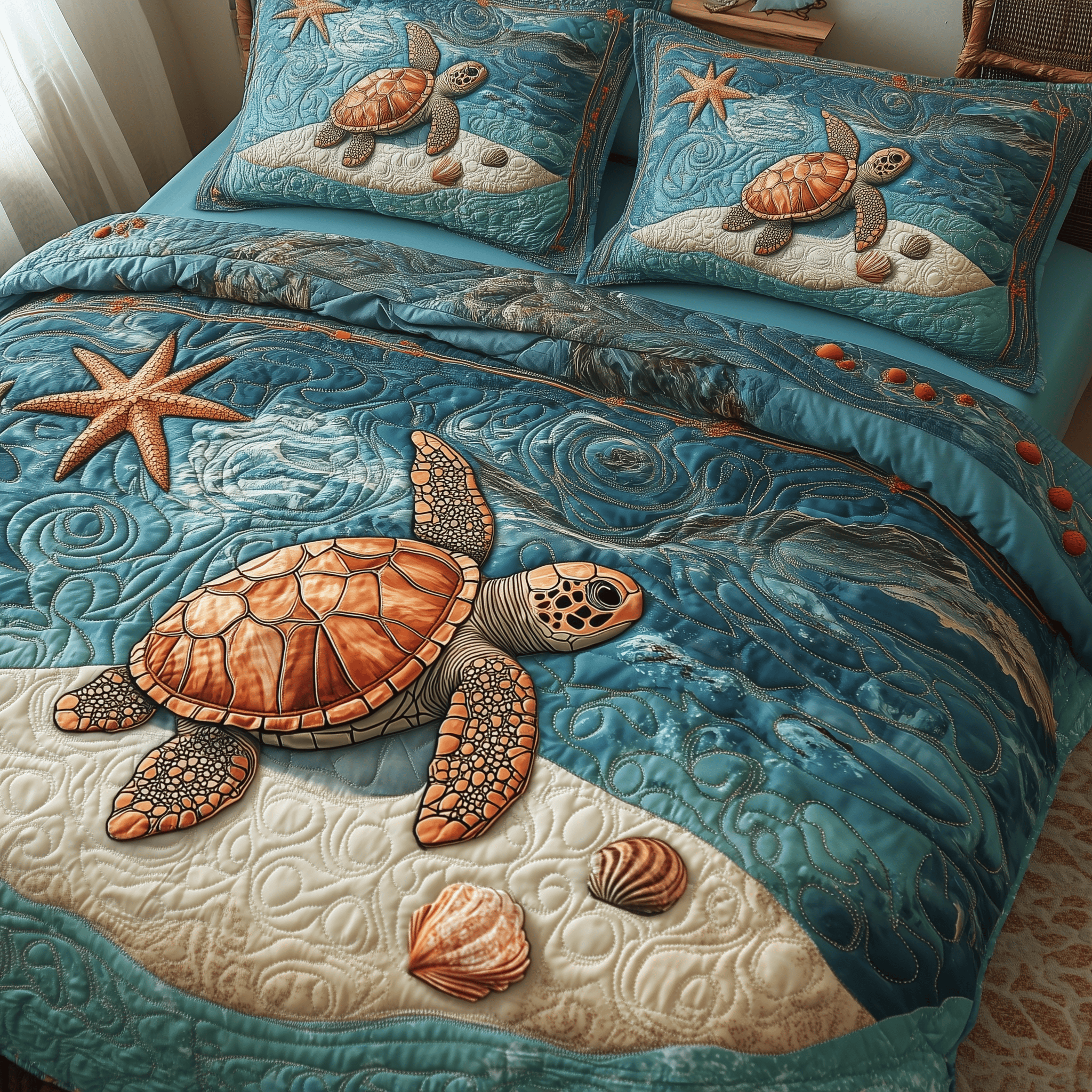Turtle Quilted Bedding Set Awesome Duvet Cover Bedspread Set Sea Turtle Themed Gifts
