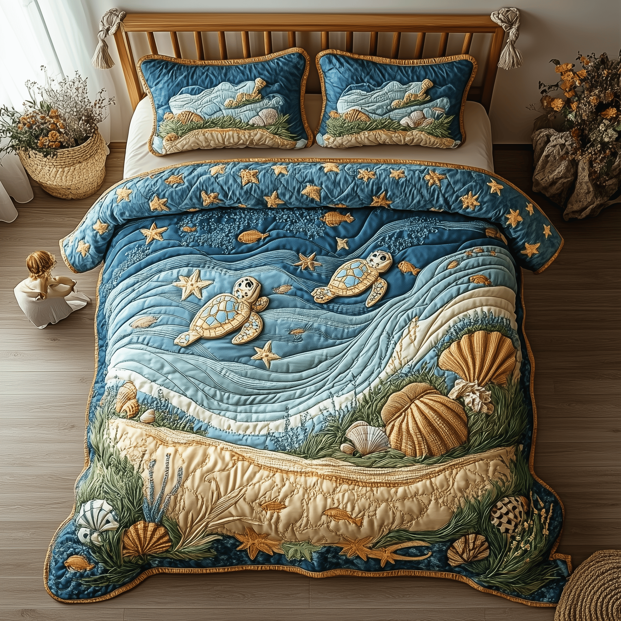 Turtle Quilted Bedding Set Awesome Duvet Cover Bedspread Set Turtle Items Gifts