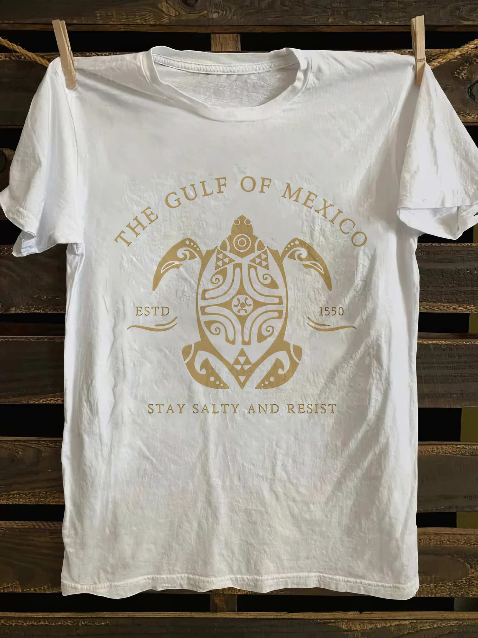 Turtle The Gulf of Mexico Est 1550 T-shirt Stay Salty And Resist Shirt