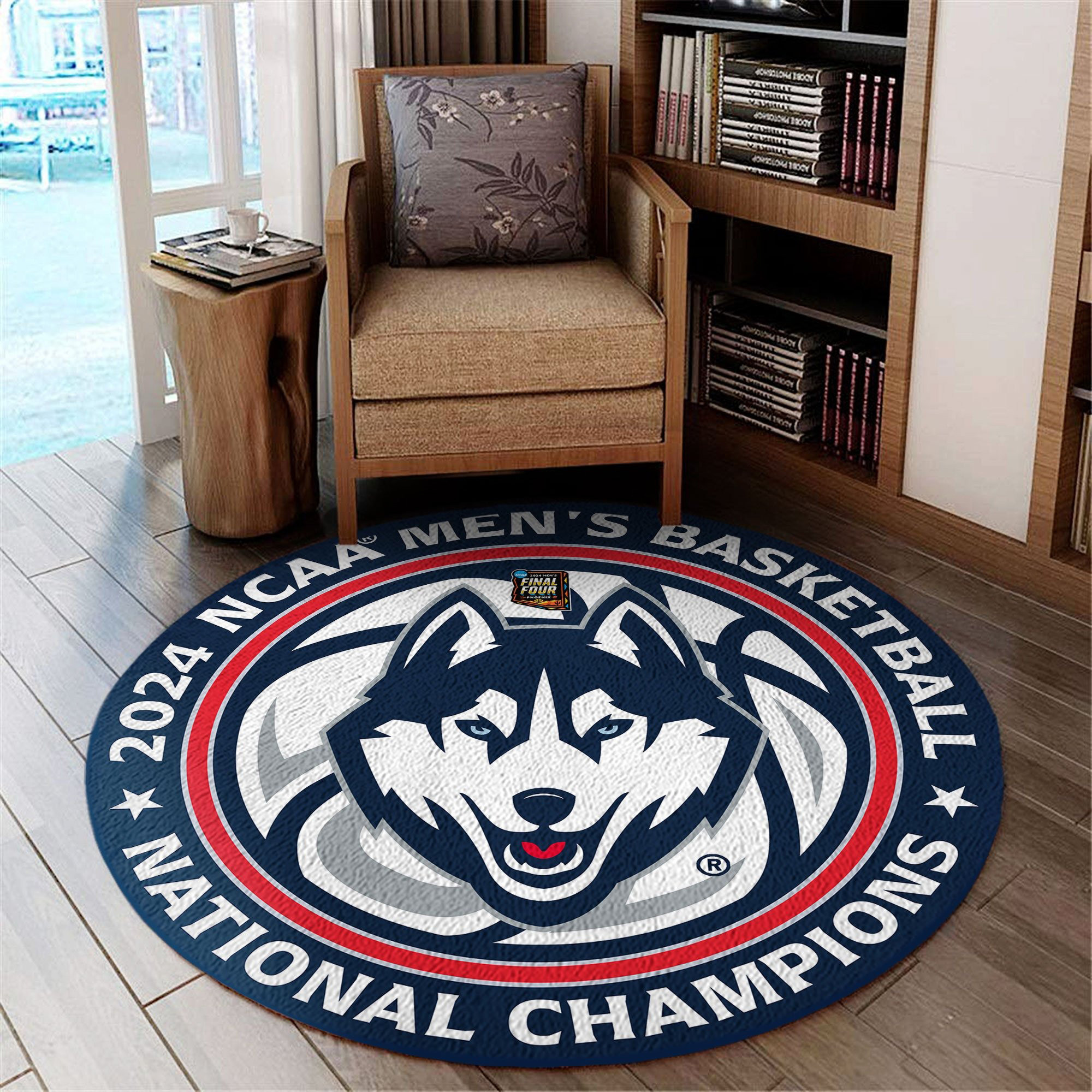 UConn Huskies 2024 NCAA Men's Basketball National Champions Carpet Living Room Decor