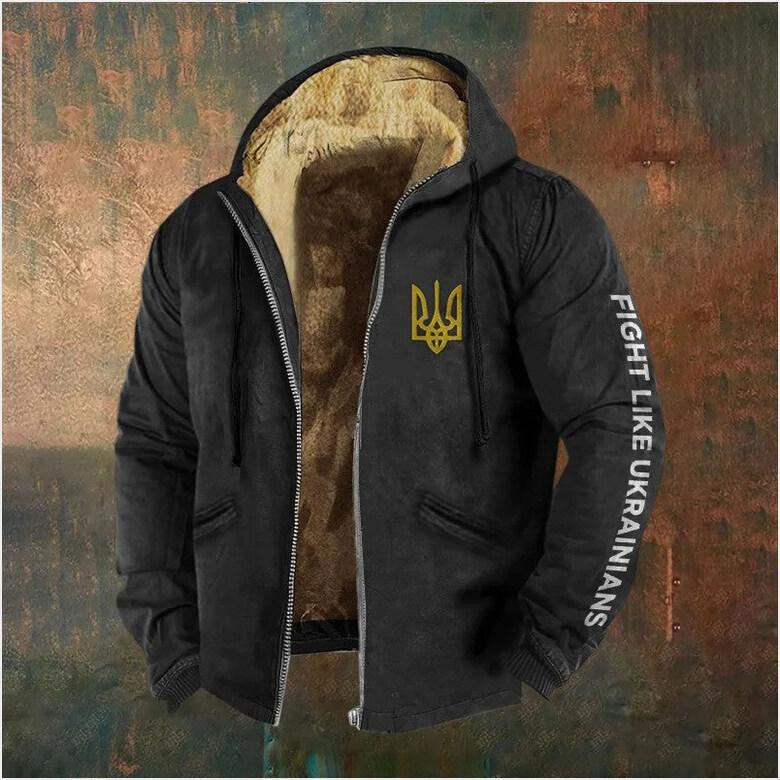 Ukrainian Trident Symbol Zelensky Zipper Hoodie Fight Like Ukrainians Hoodie Father's Day Gifts For Dad