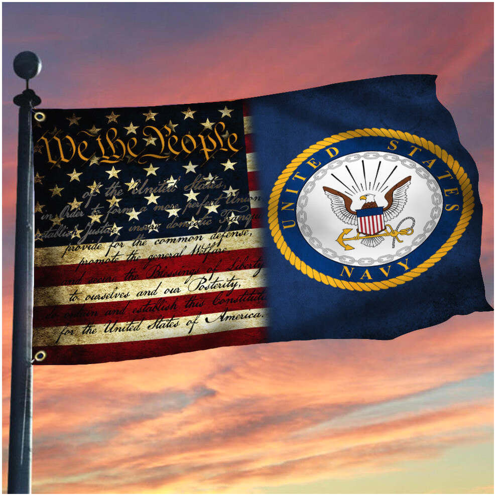 United States Navy Flag We The People American Flag USN Emblem Patriotic Banner Gifts For BFF