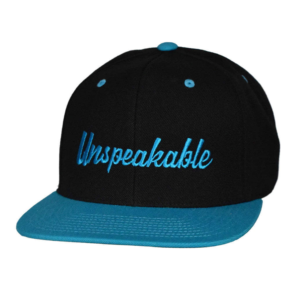 Unspeakable Merch Embroidered Black And Teal Hat Snapback Gifts For Him