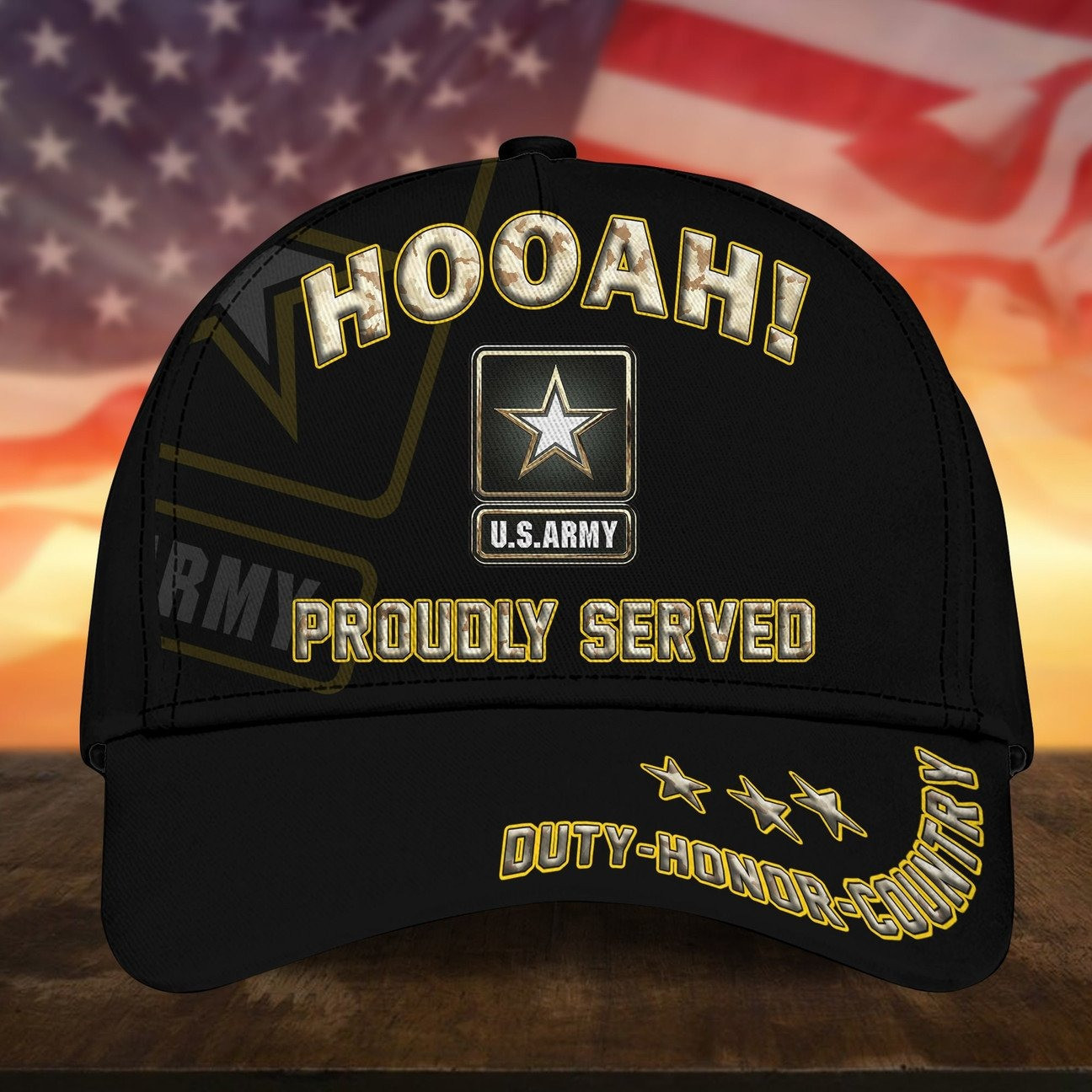 US Army Veteran HOOAH Baseball Cap Proudly Served Gift for Veterans