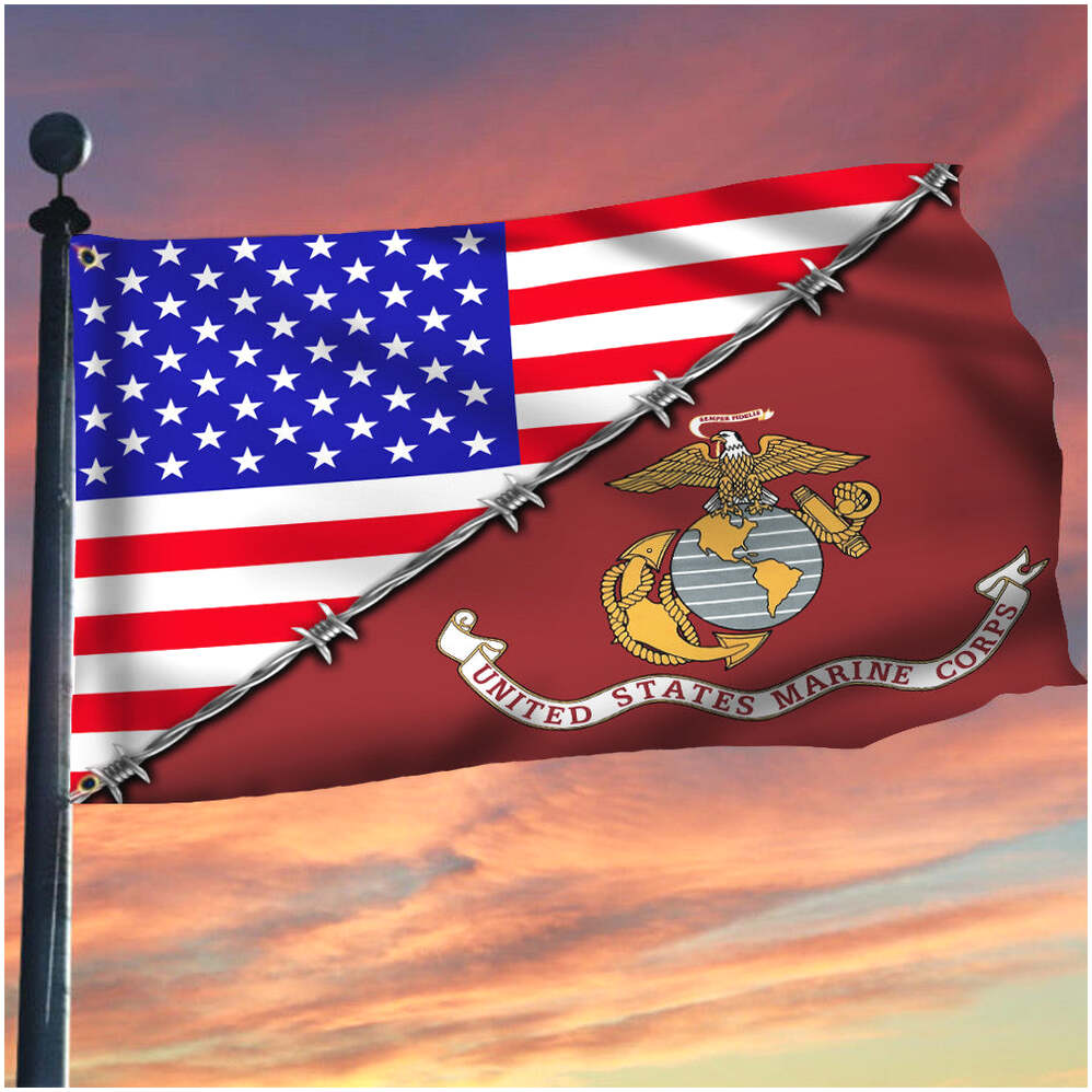 US Marine Corps American Flag Happy Independence Day Outdoor Patriotic Decor Gifts For Besties