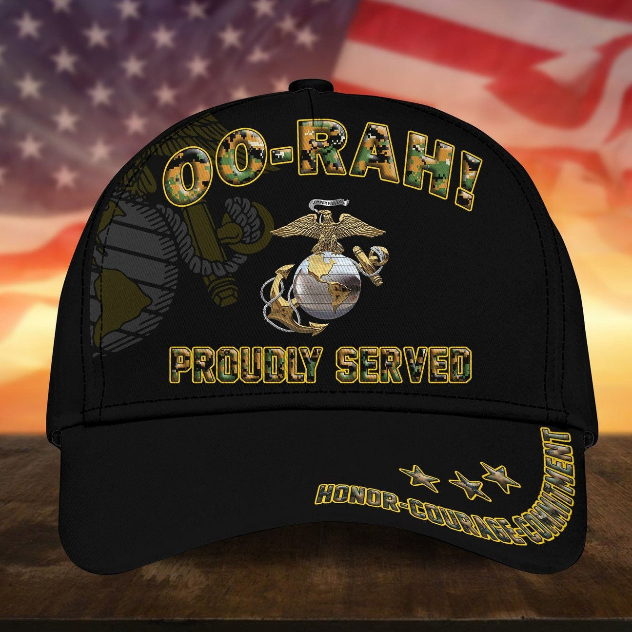 US Marine Veteran OORAH Baseball Cap Proudly Served Gift for Veterans