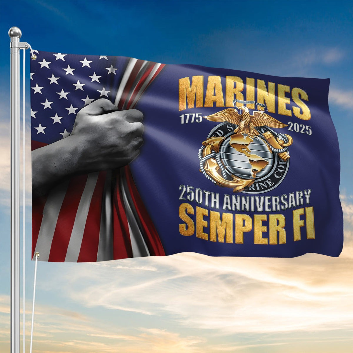 US Marines 1775 2025 250Th Anniversary Flag Proud USMC Outdoor Patriotic Decor
