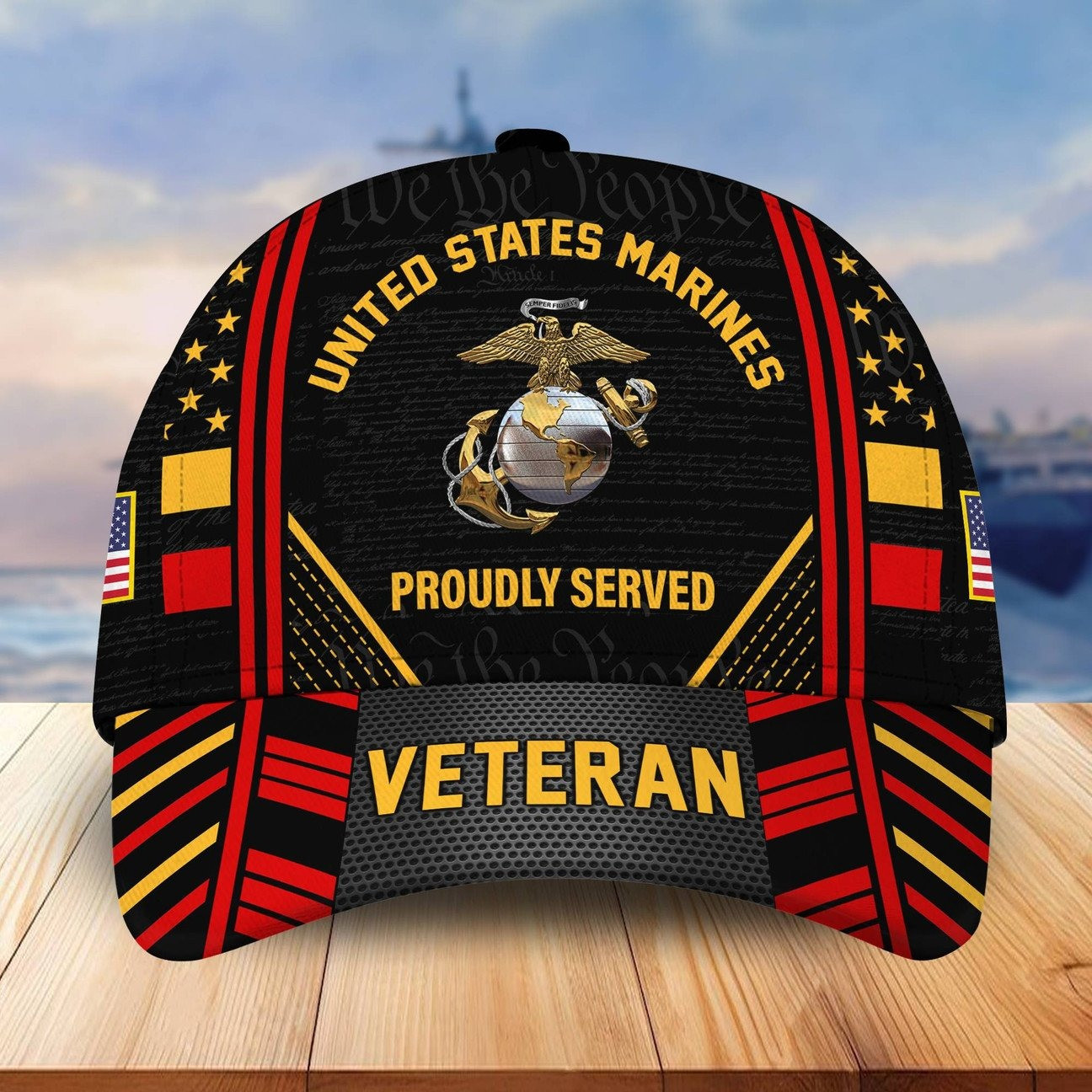 US Marines Eagle Emblem Proudly Served Baseball Cap Gift For Patriotic Army on Veterans Day