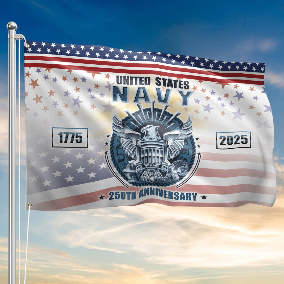 US Navy 1775 2025 250Th Anniversary Flag USN Outdoor Patriotic Decor