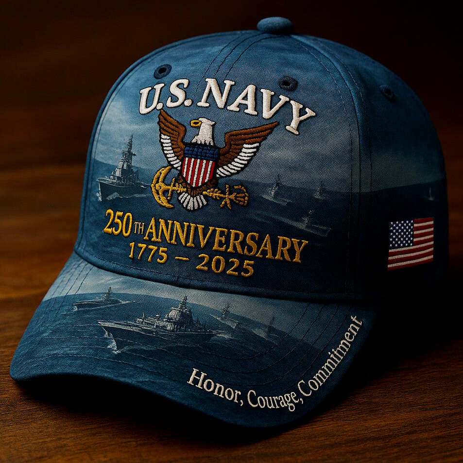 US Navy 250th Anniversary 1775 2025 Hat Honor Courage Commitment USN Hat Gifts For Dad