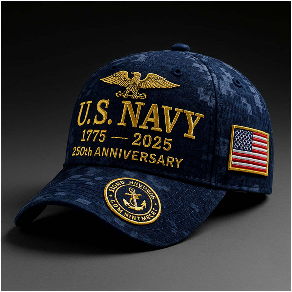 US Navy 250th Anniversary Hat Pride Military Embroidered Navy Cap Father's Day Gifts