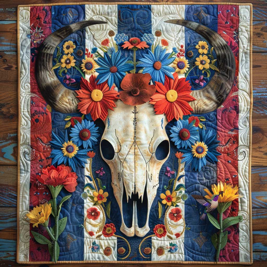 Vintage Bull Skull Quilted Table Runner Home Kitchen Decorations Unique Gifts For Skull Lovers