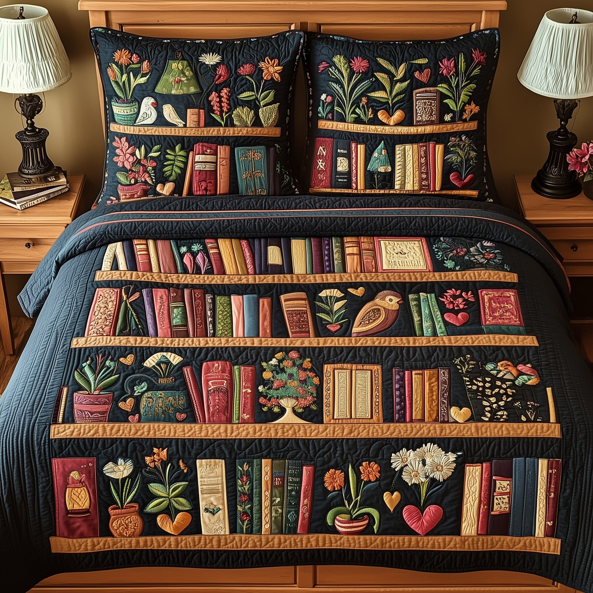 Vintage Chapter Comforts Quilted Bedding Set Duvet Cover Bedspread Set Item Best Gifts For Book Lovers