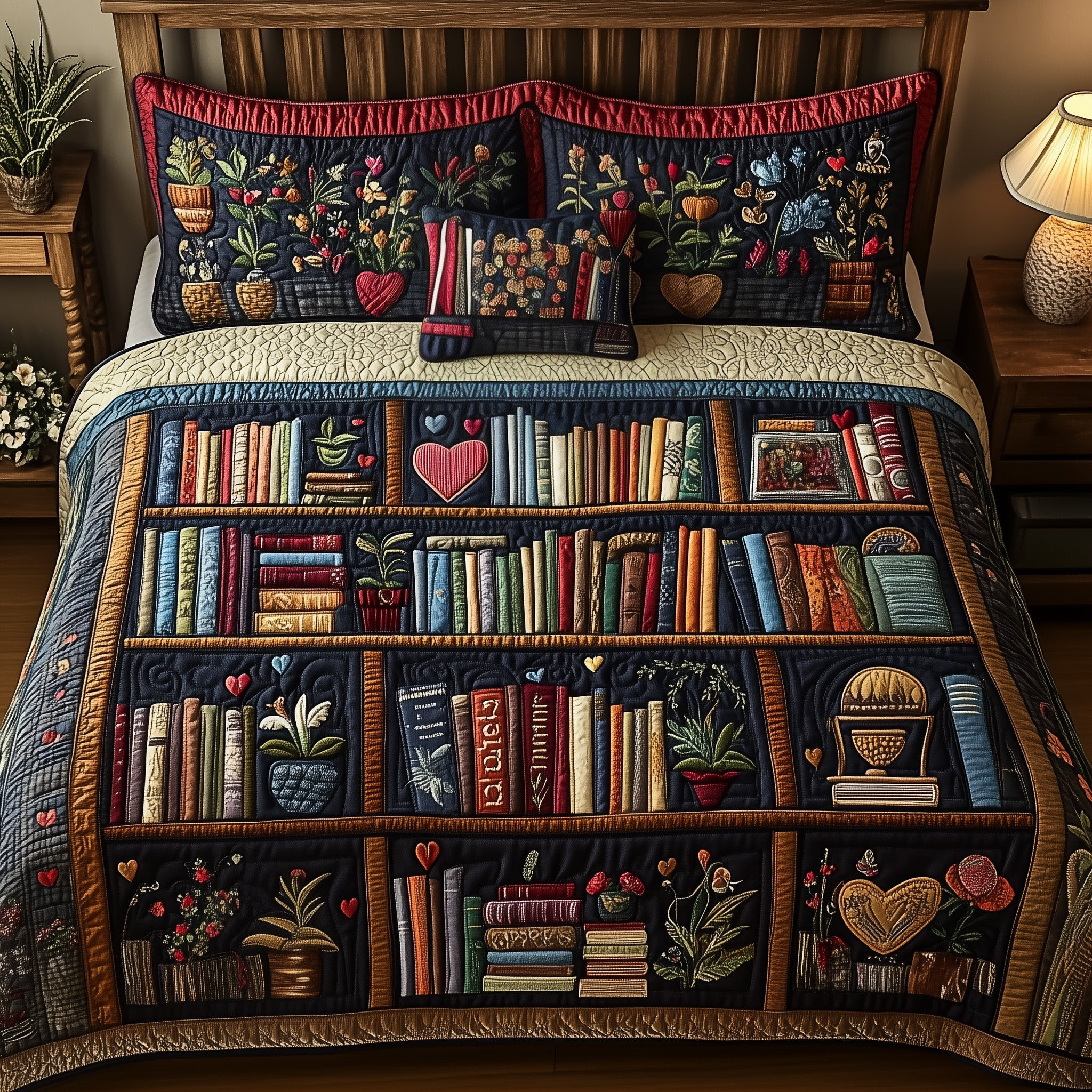 Vintage Chapter Comforts Quilted Bedding Set Duvet Cover Bedspread Set Item Christmas Presents For Book Lovers