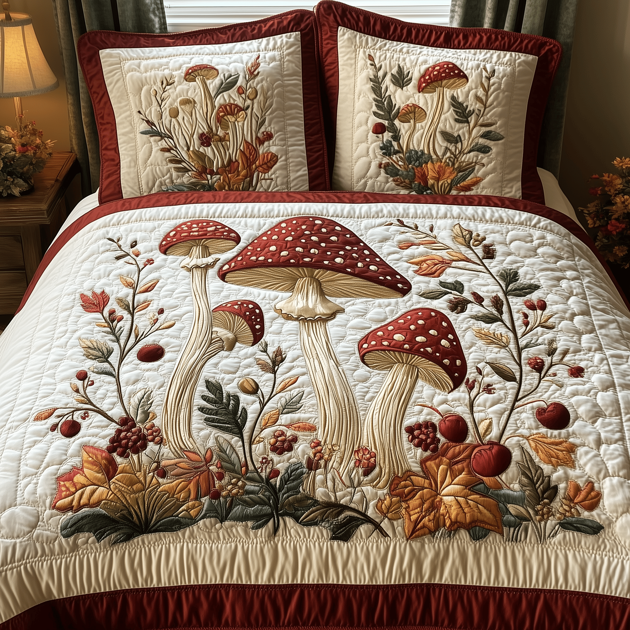 Vintage Mushroom Quilted Bedding Set Awesome Duvet Cover Bedspread Set Mushroom Lover Gifts