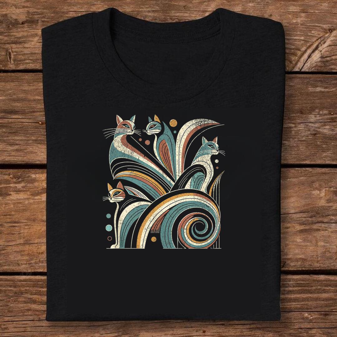 Vintage Retro Mid-Century Modern Look Cats 50s 60s Style T-shirt