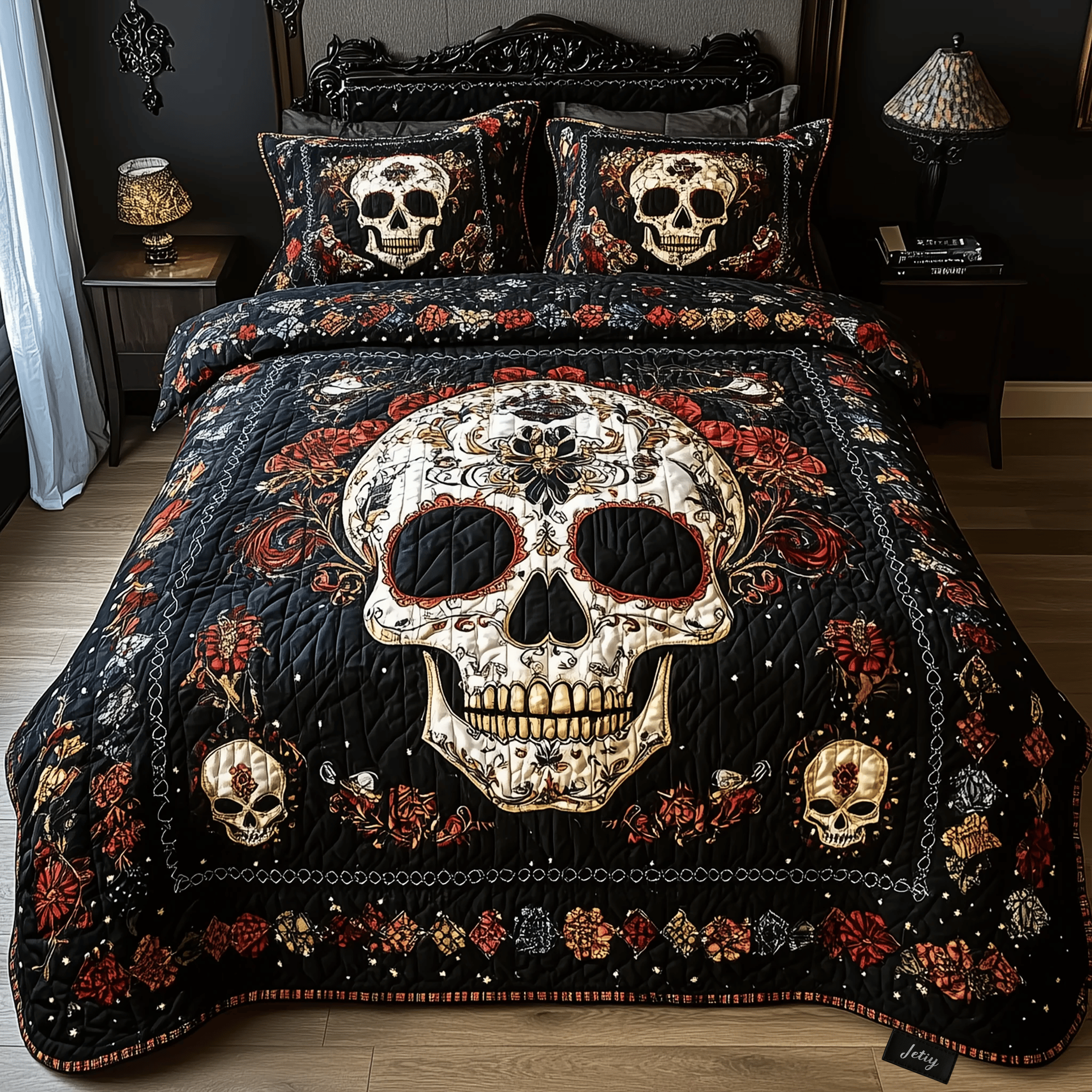 Vintage Skull Quilted Bedding Set  Stay warm this winter Christmas Gifts For Men