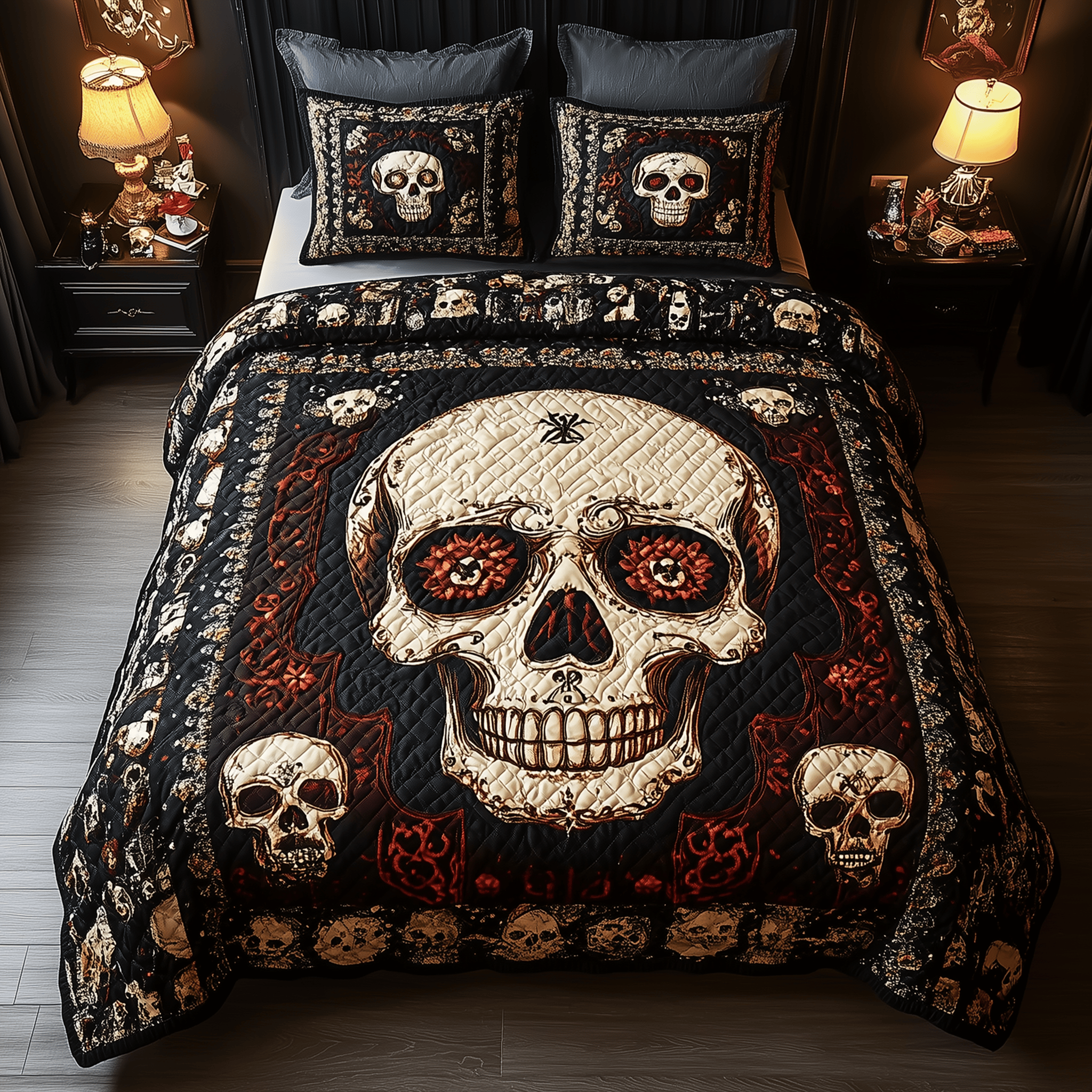 Vintage Skull Quilted Bedding Set  Stay warm this winter Christmas Gifts For My Wife