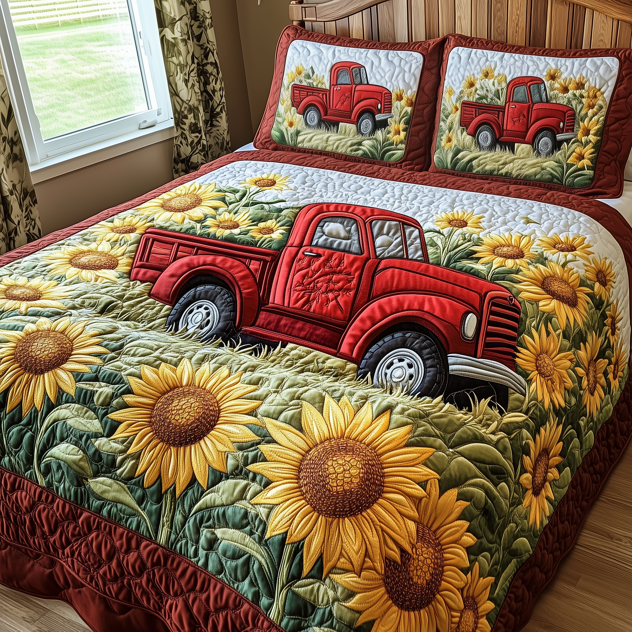 Vintage Truck Quilted Bedding Set Unique Duvet Cover Bedspread Set Gifts For Father In Law