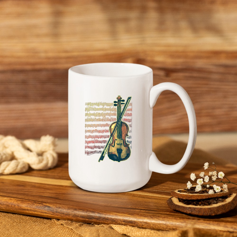 Violin fiddle violin bow musical notes musician violin Long Sleeve Mug