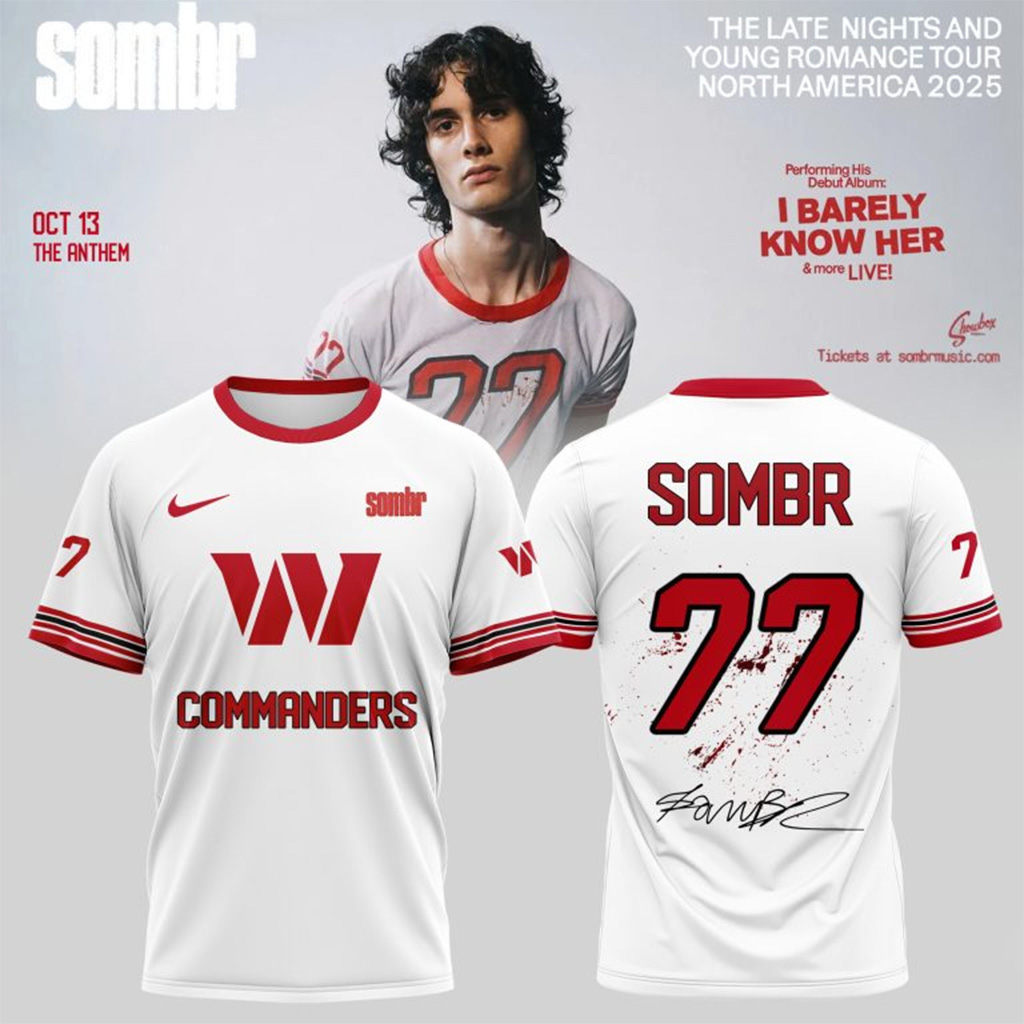 Washington Commanders X Sombr The Late Nights Young Romance Tour T-Shirt Fan Merch Him Gifts