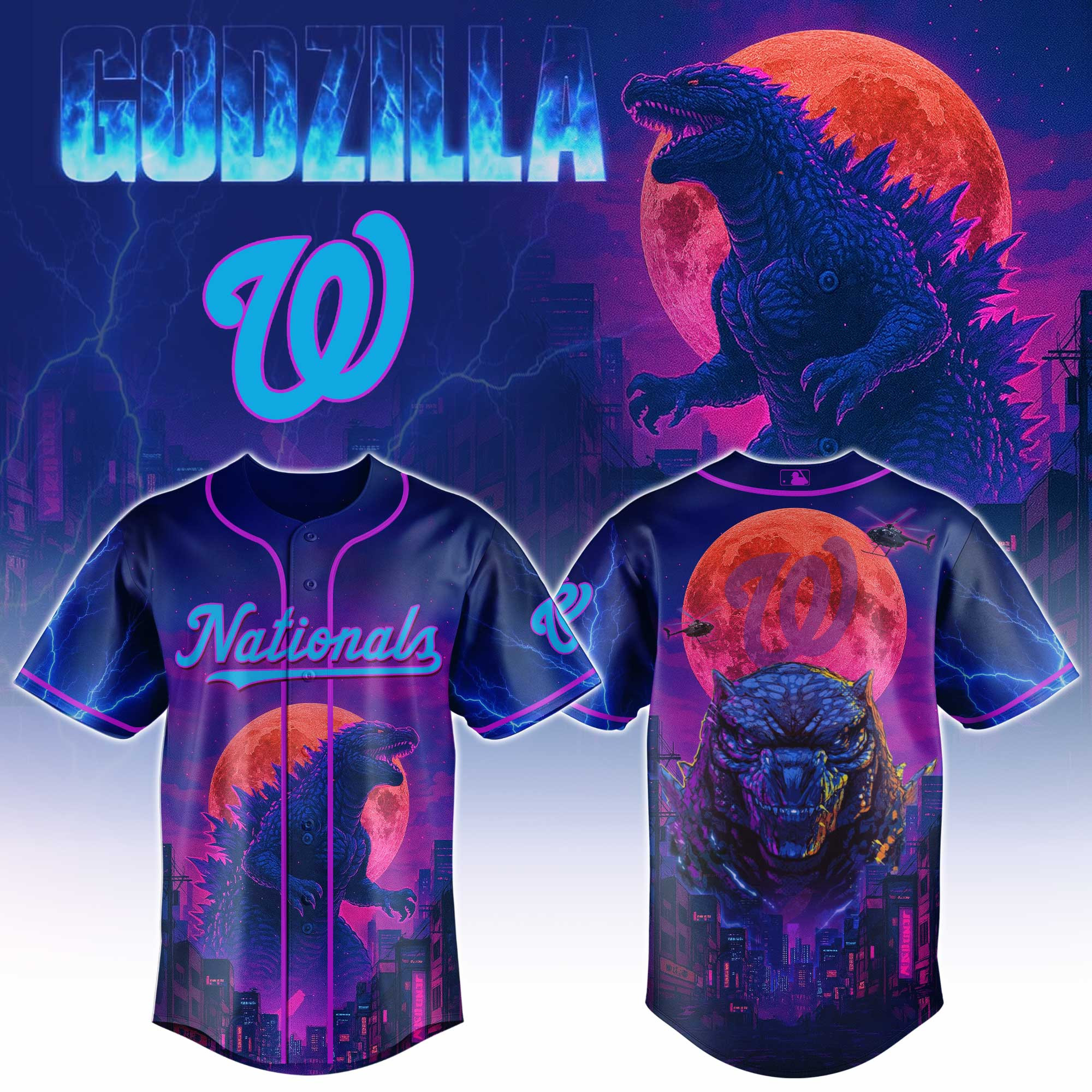 Washington Nationals Mlb X Godzilla Baseball Jersey For Fans