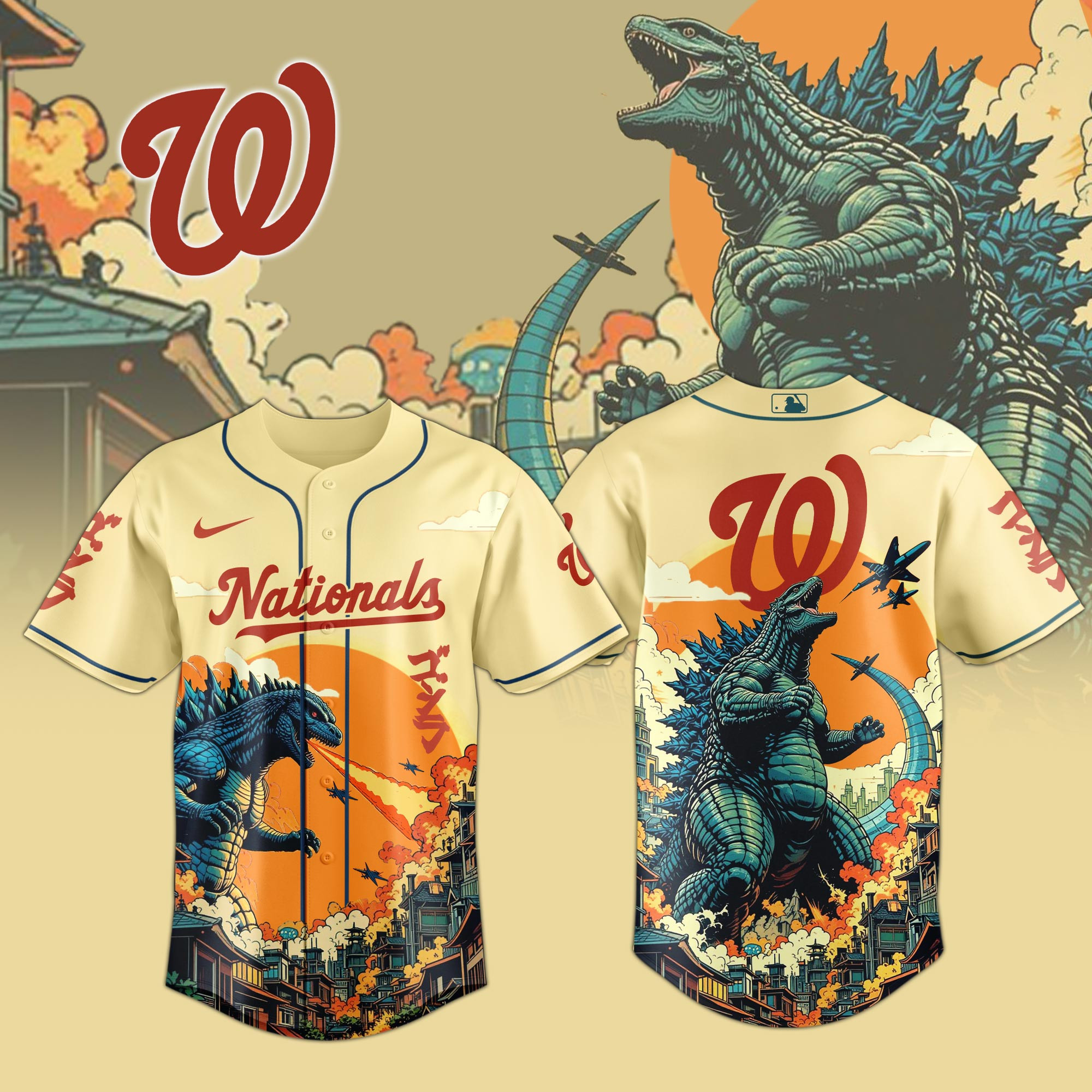 Washington Nationals Mlb X Godzilla New Baseball Jersey For Fans