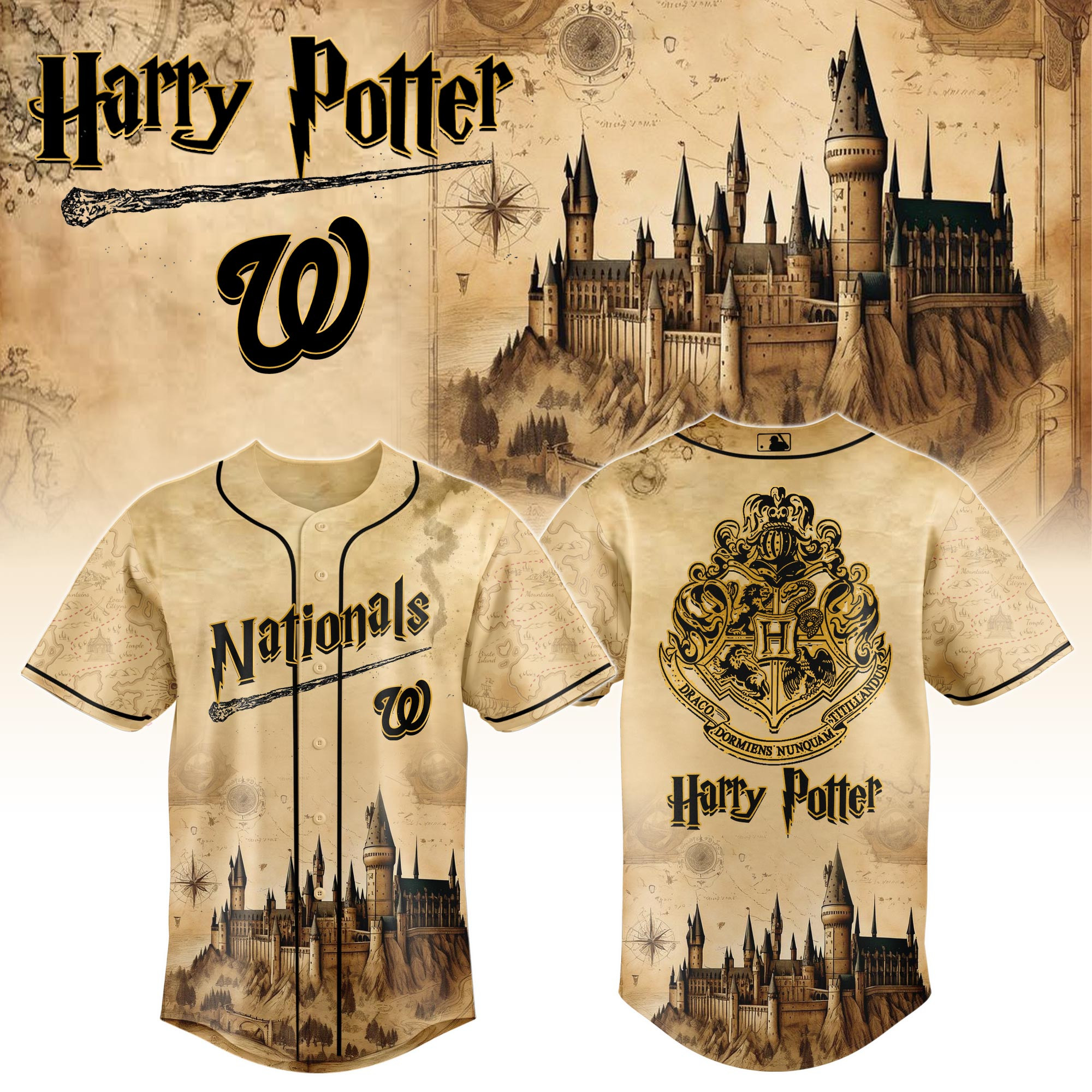 Washington Nationals Mlb X Harry Potter Hogwarts Baseball Jersey For Fan