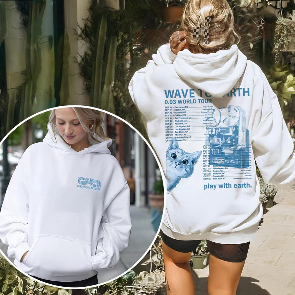 Wave To Earth 0 Merch World Tour Hoodie White Gift Ideas For Music Lovers
