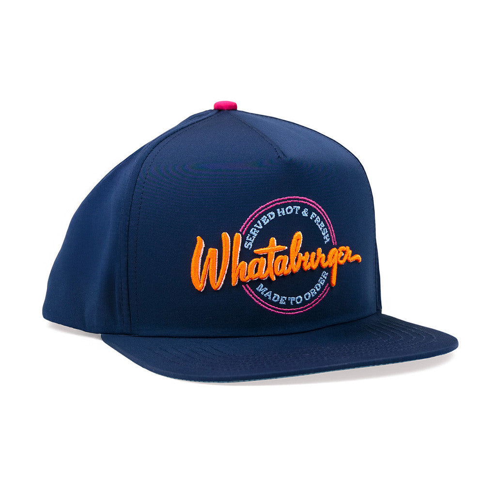Whataburger Merch Navy Neon Sign Staunch Collection Embroidered Hat Snapback