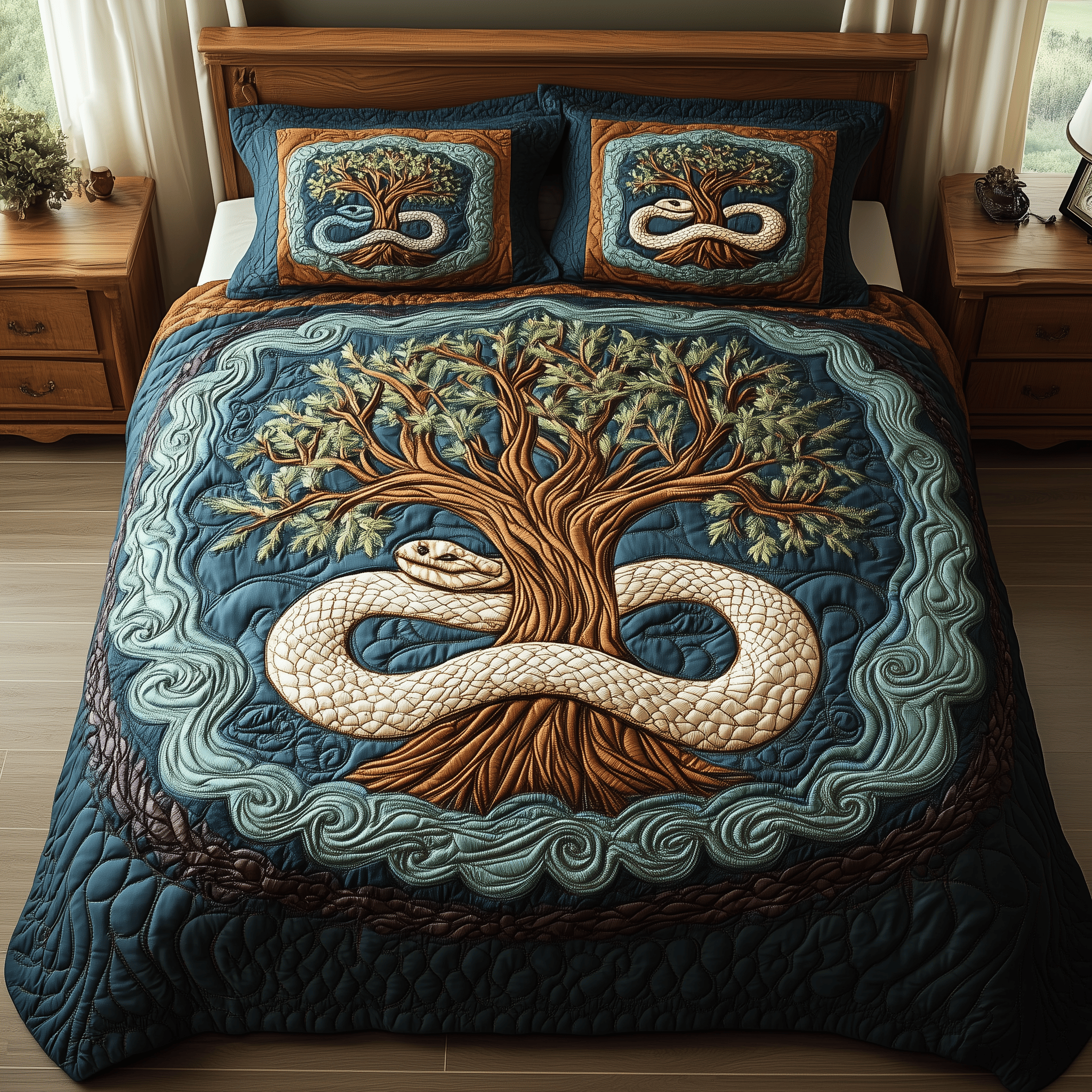 Wheel Of Eternity Quilted Bedding Set Best Duvet Cover Bedspread Set Gift For Girlfriend