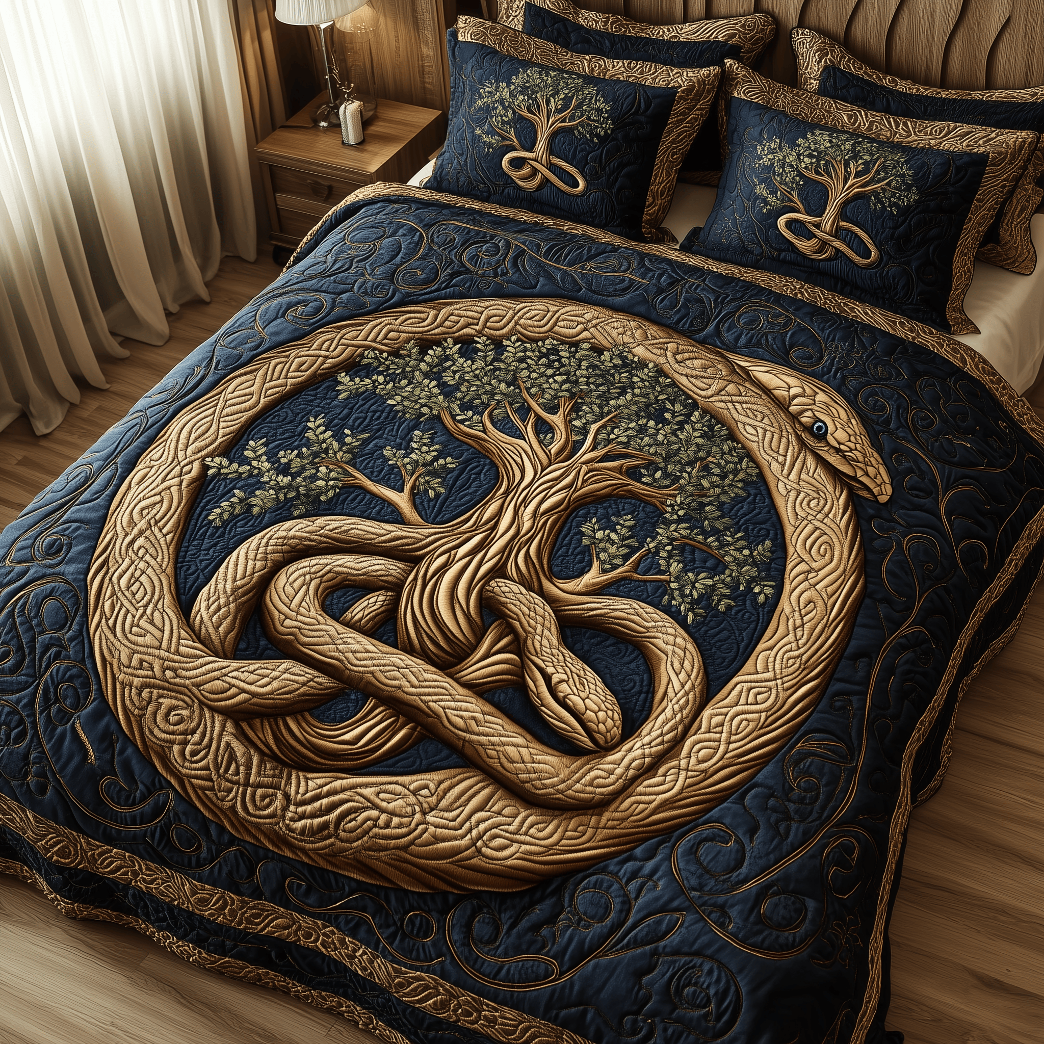 Wheel Of Eternity Quilted Bedding Set Best Duvet Cover Bedspread Set Gift For Wife