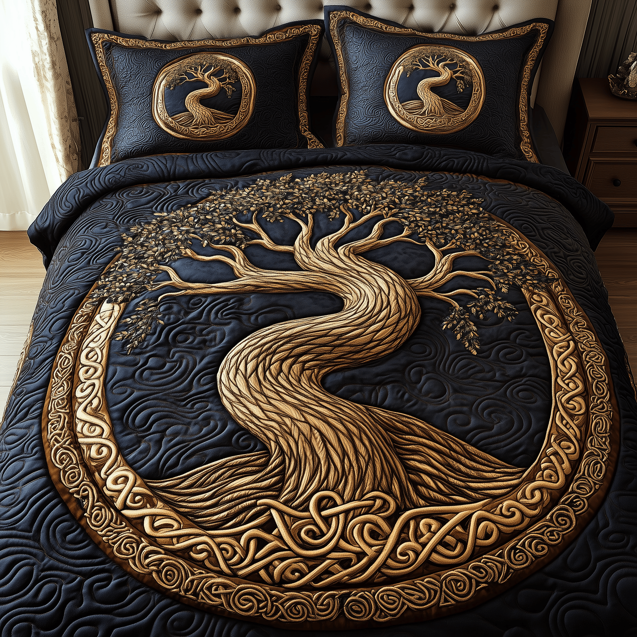 Wheel Of Eternity Quilted Bedding Set Best Duvet Cover Bedspread Set Gift Ideas For Son'S Girlfriend