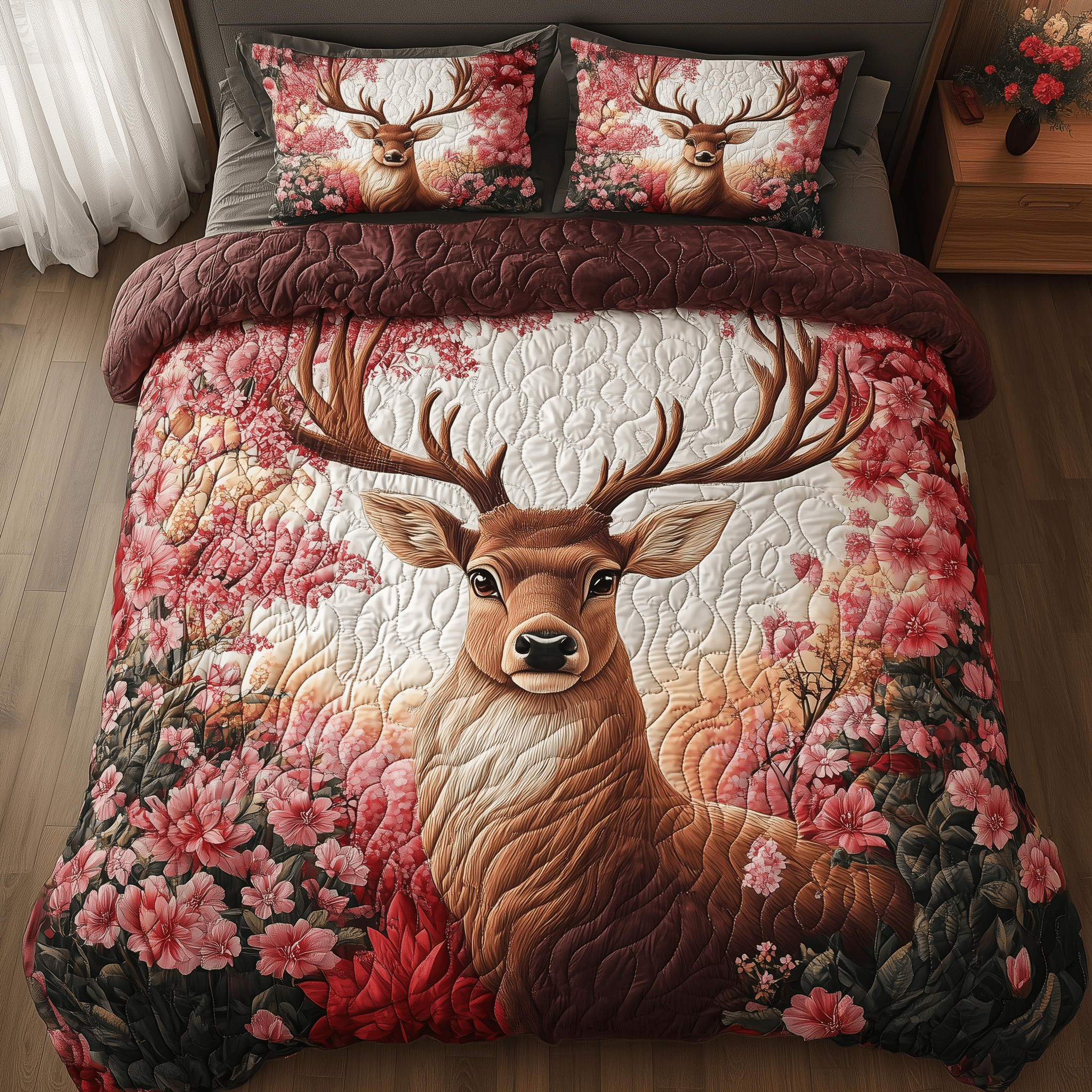 Whisper Of The Blossoms Quilted Bedding Set Good Father's Day Presents From Daughter