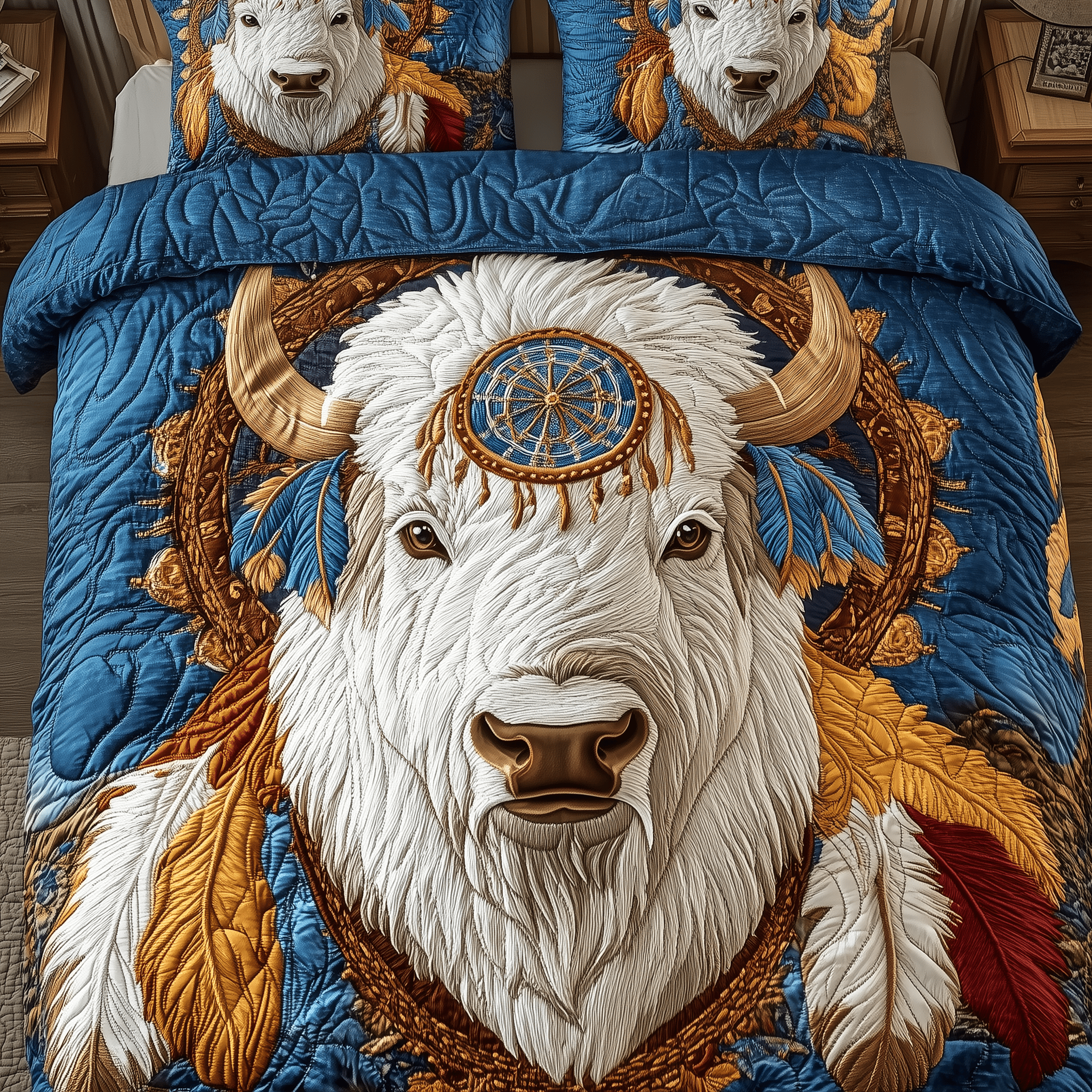 Whispering Bison Spirit Quilted Bedding Set Duvet Cover Bedspread Set Item Best Gifts For Bison Lovers