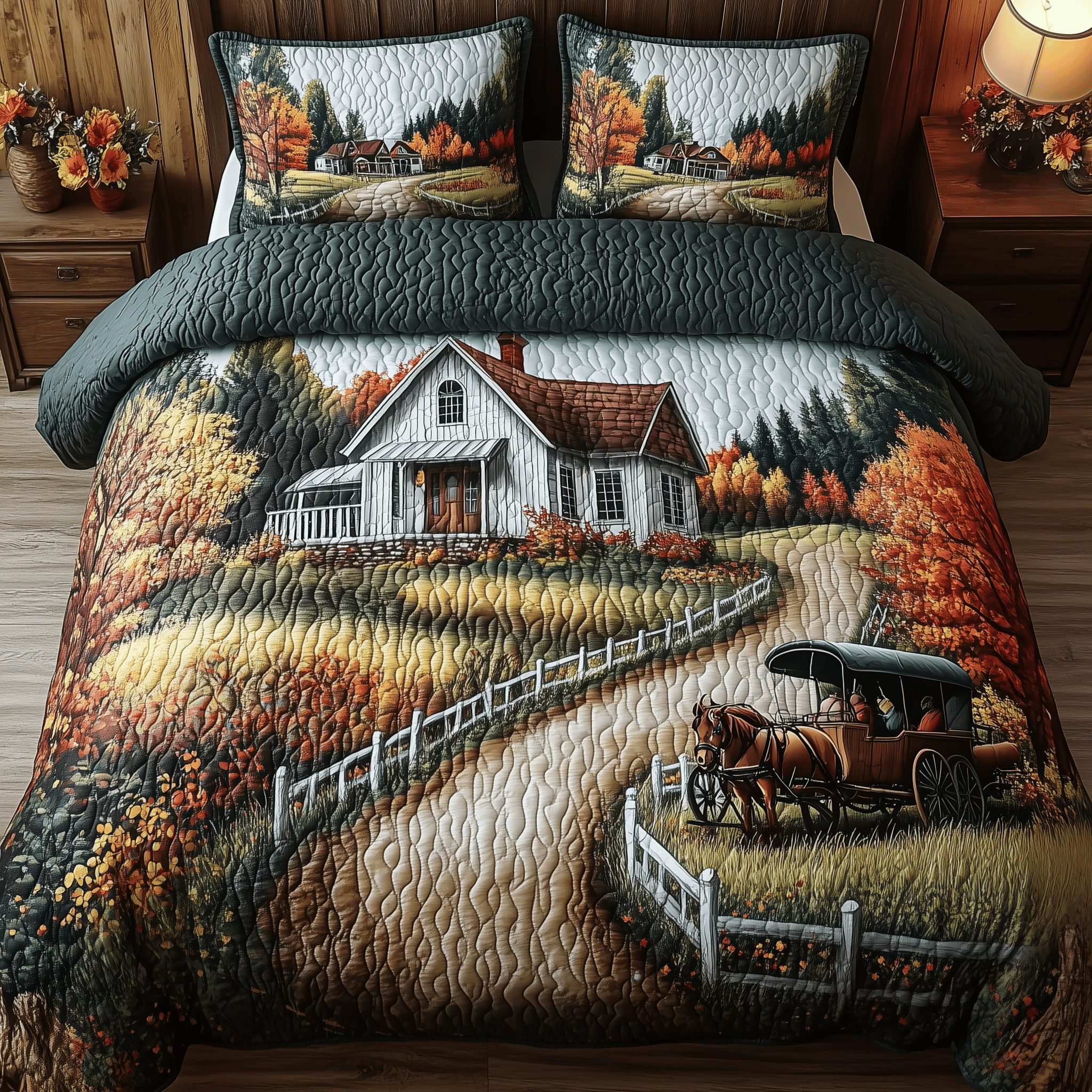 Whispering Woods Homestead Quilted Bedding Set Duvet Cover Bedspread Set Item Mother'sDay Gifts 2025